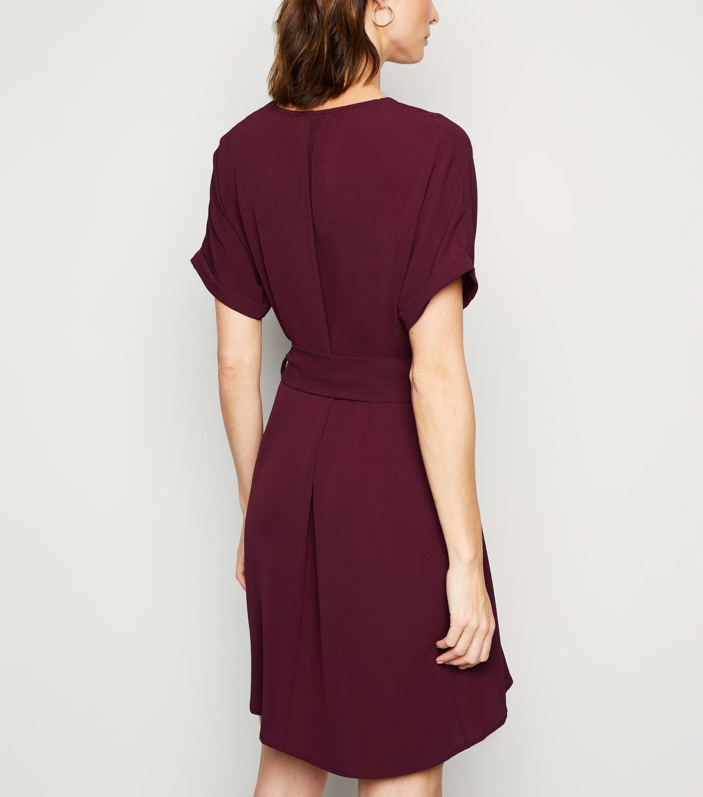 Tall Burgundy Belted Tunic Dress Image 3