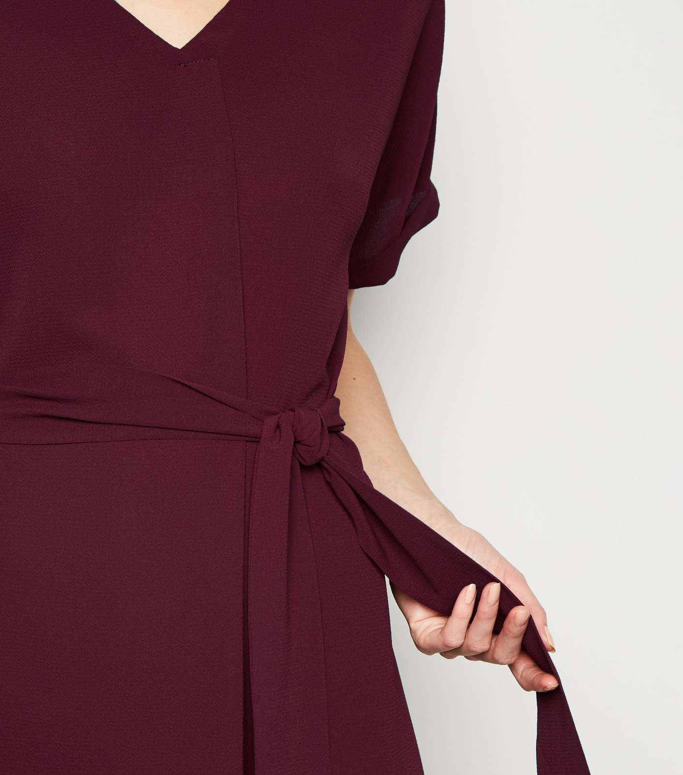 Tall Burgundy Belted Tunic Dress Image 5