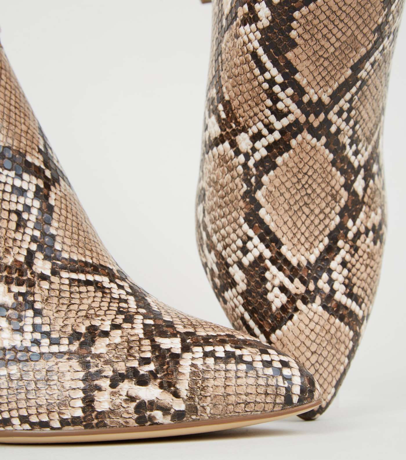 Stone Faux Snake Cut Out Heeled Boots Image 4