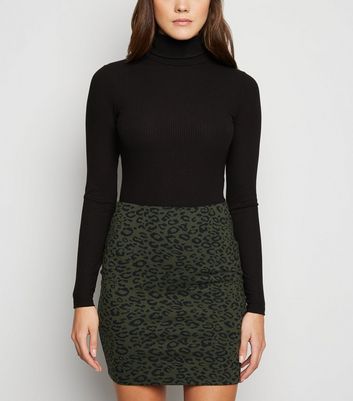 khaki leopard print skirt