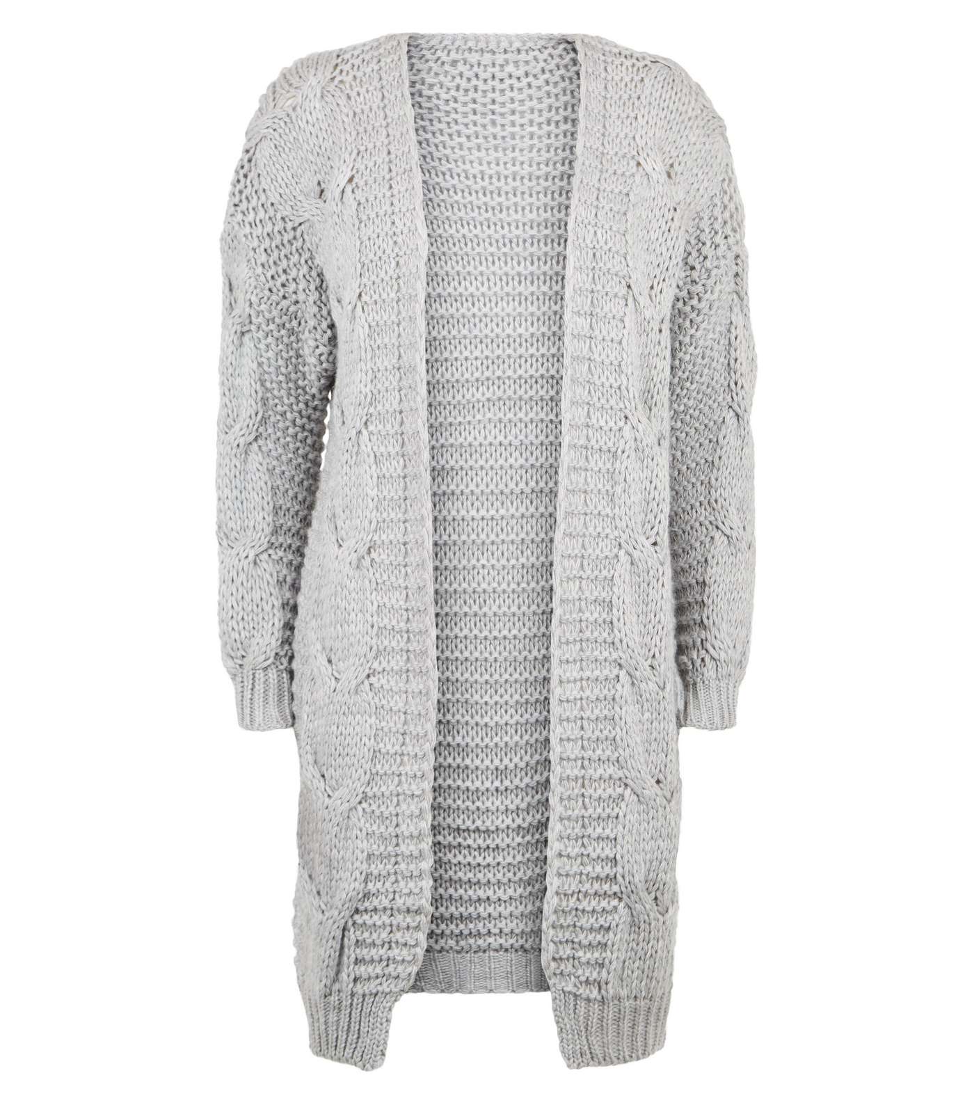 Cameo Rose Pale Grey Cable Knit Cardigan Image 4