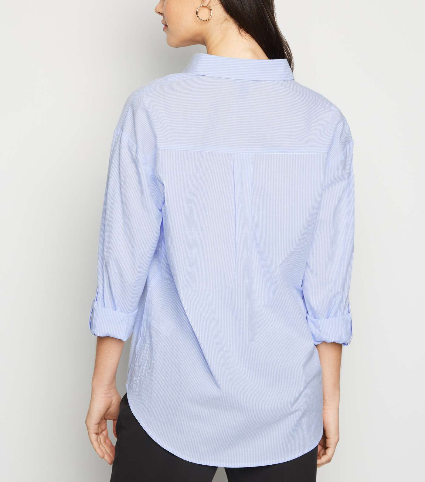 Pale Blue Pinstripe Overhead Shirt Image 3