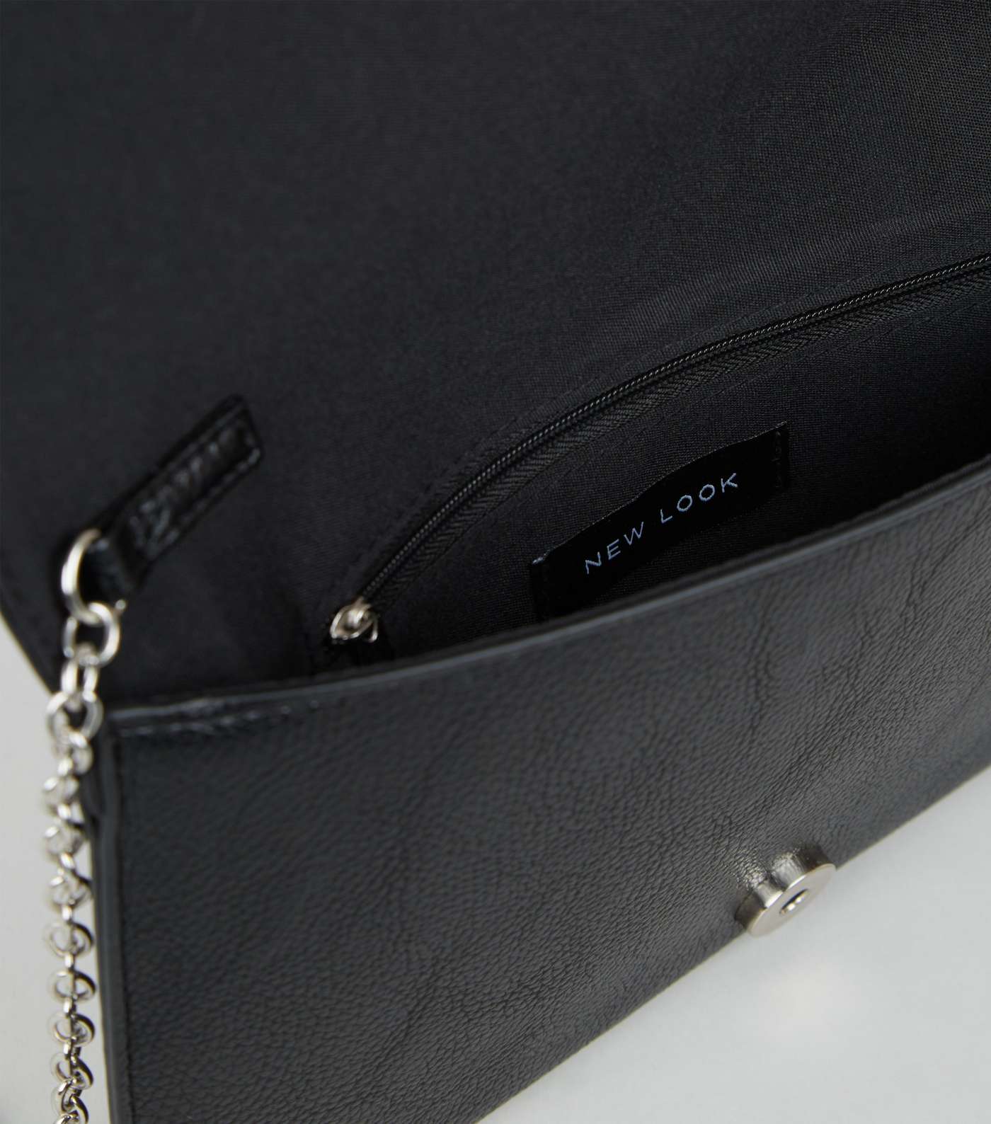 Black Leather-Look and Suedette Studded Clutch Image 4