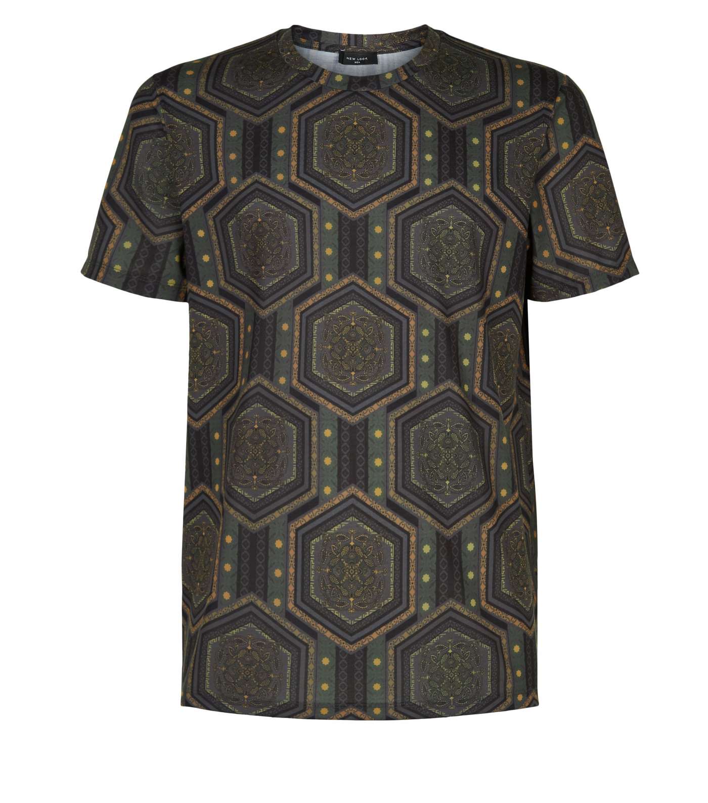 Dark Green Hexagon Geometric T-Shirt Image 4