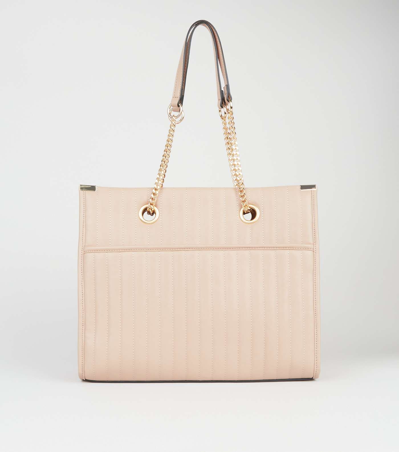 Camel Leather-Look Quilted Tote Bag