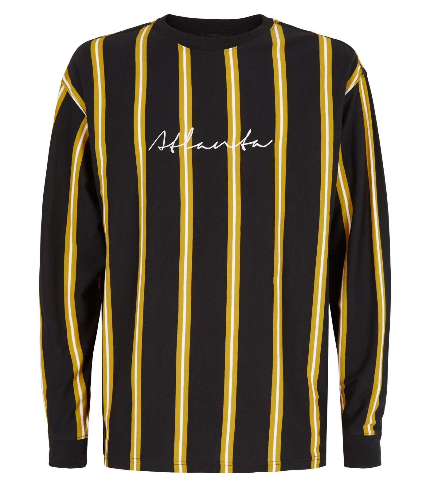 Black Stripe Long Sleeve Atlanta Slogan T-Shirt Image 4