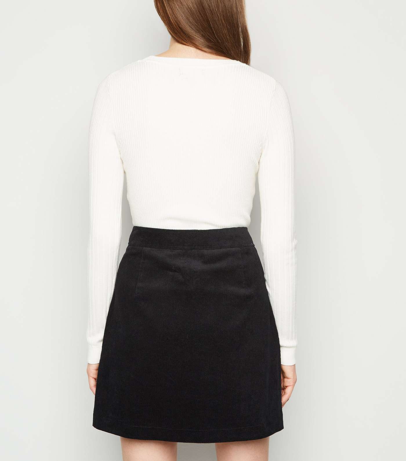 Black Cord Zip Front Mini Skirt Image 3