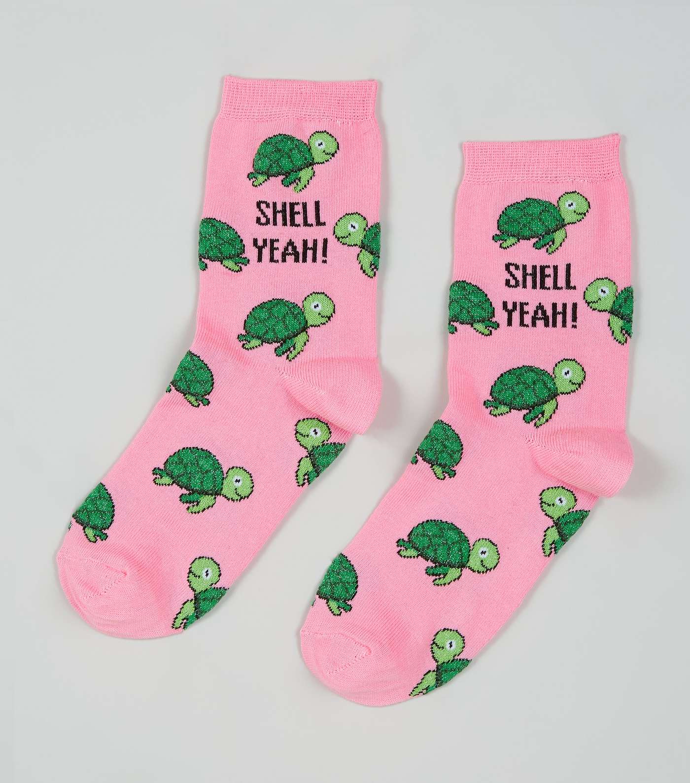 Pink Glitter Turtle Shell Yeah Logo Socks