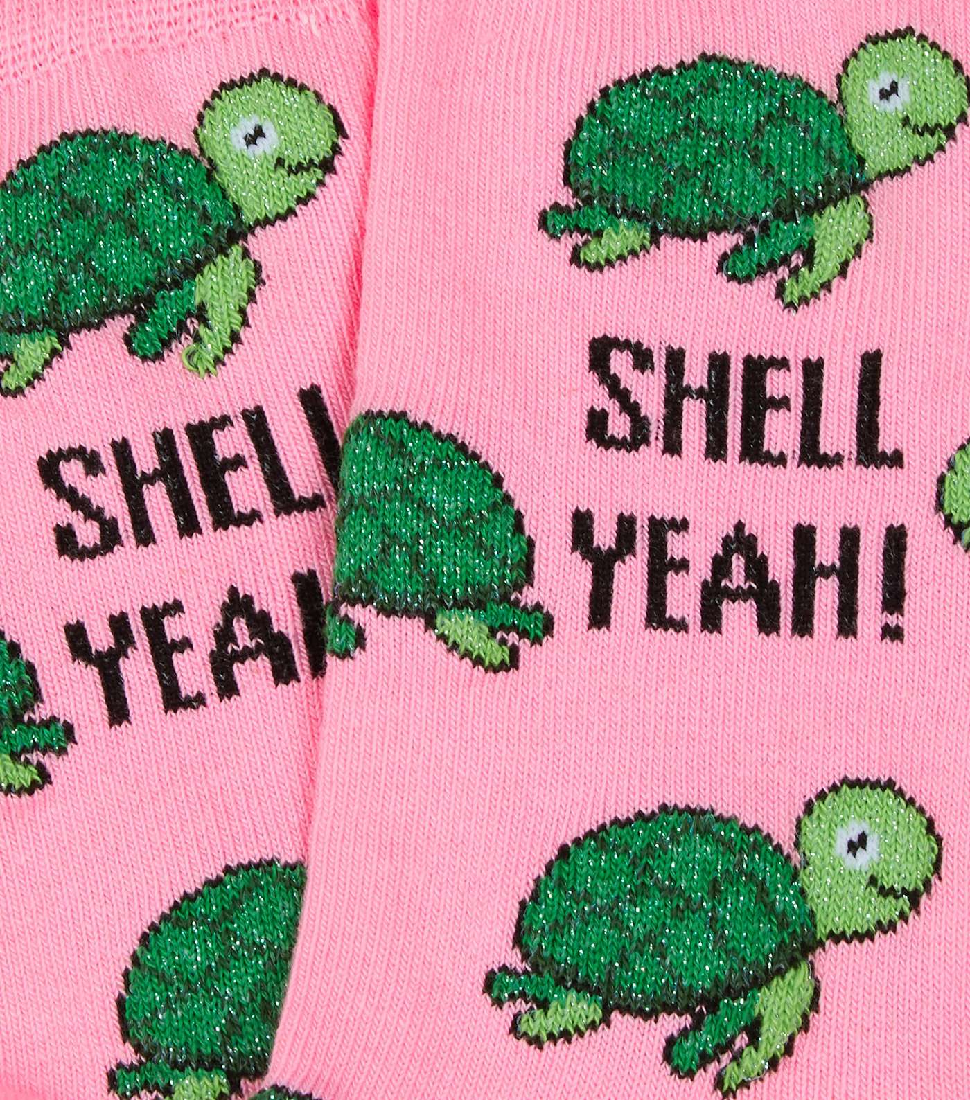 Pink Glitter Turtle Shell Yeah Logo Socks Image 3