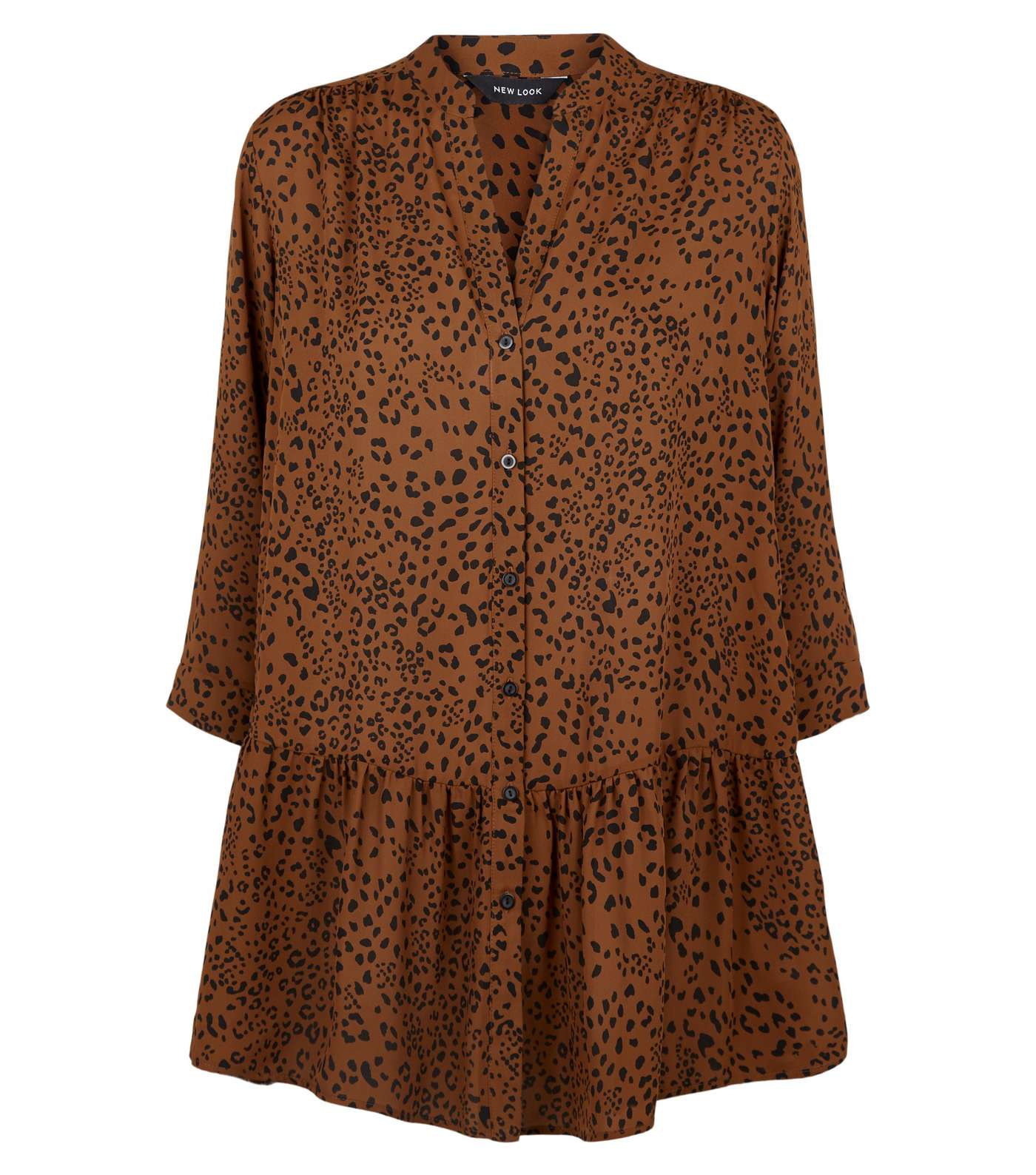 Brown Leopard Print Peplum Shirt  Image 4