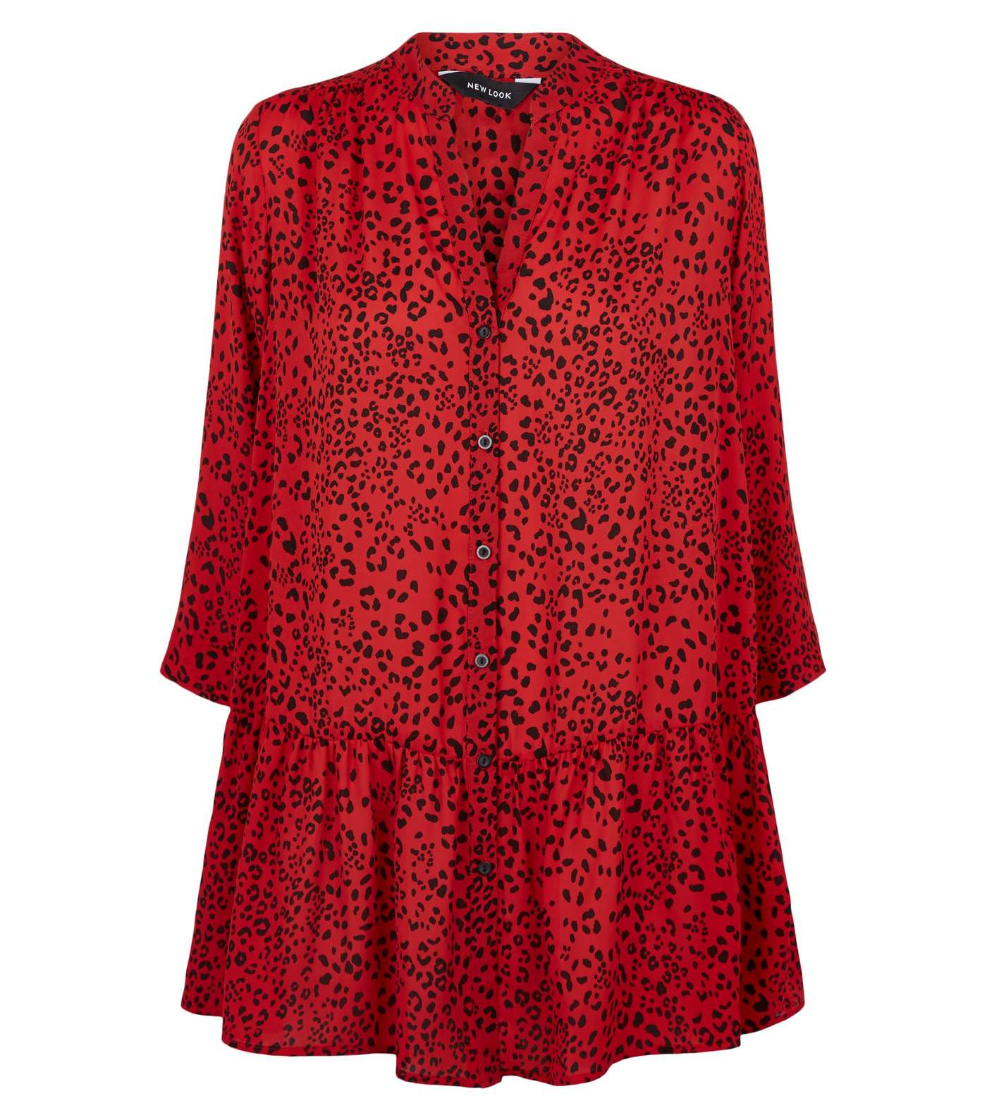 Red Leopard Print Peplum Shirt  Image 4