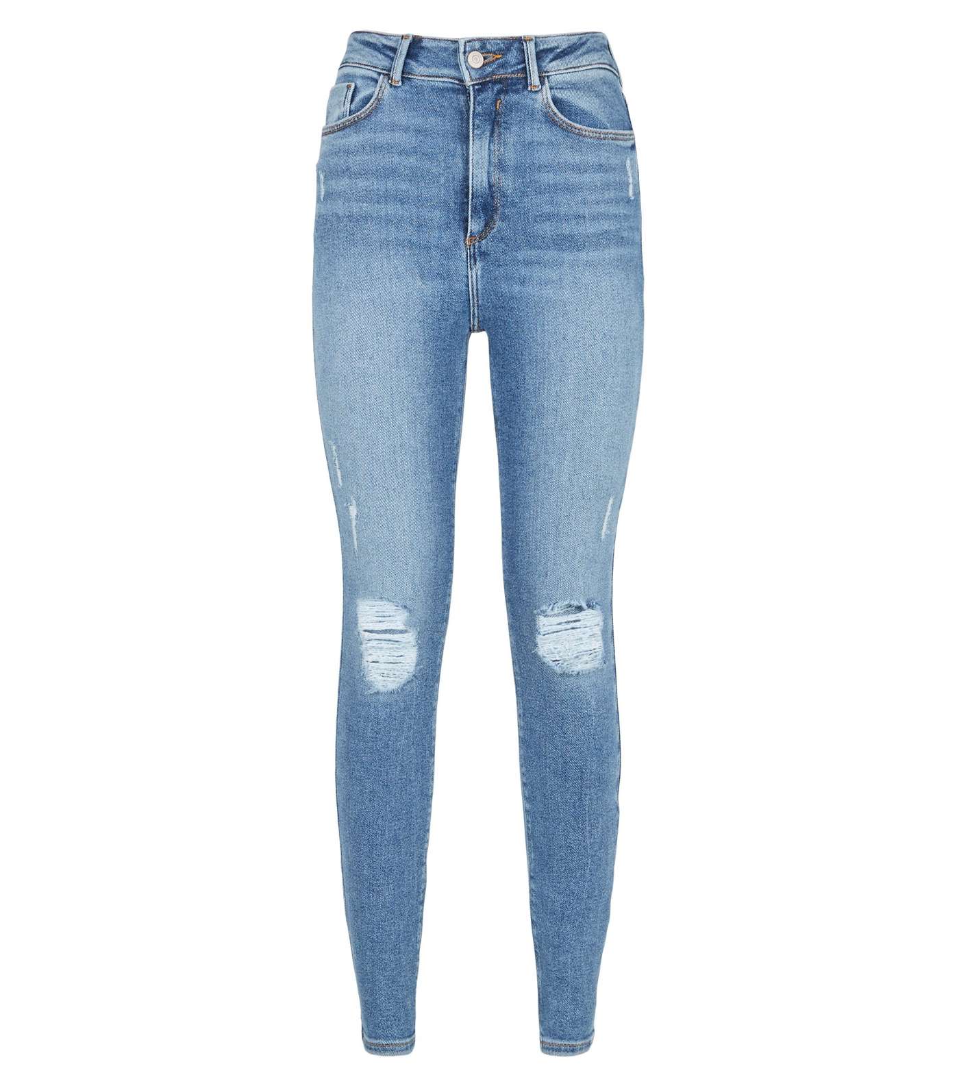 Blue Vintage Wash Ripped High Waist Hallie Super Skinny Jeans Image 5