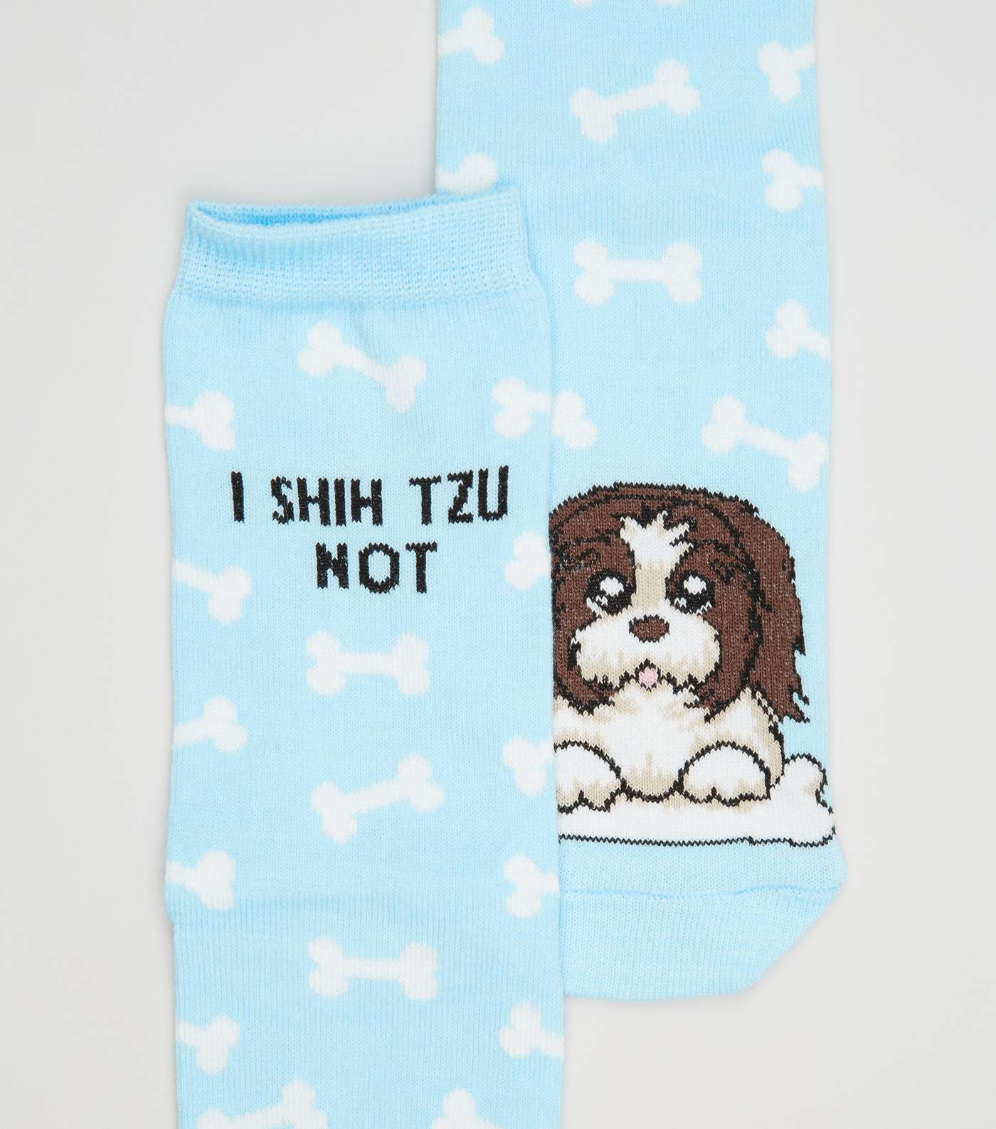 Pale Blue Dog Shih Tzu Not Slogan Socks Image 3