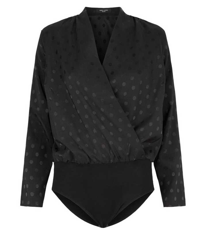 Petite Black Wrap Bodysuit