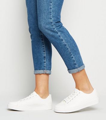 quilted white trainers