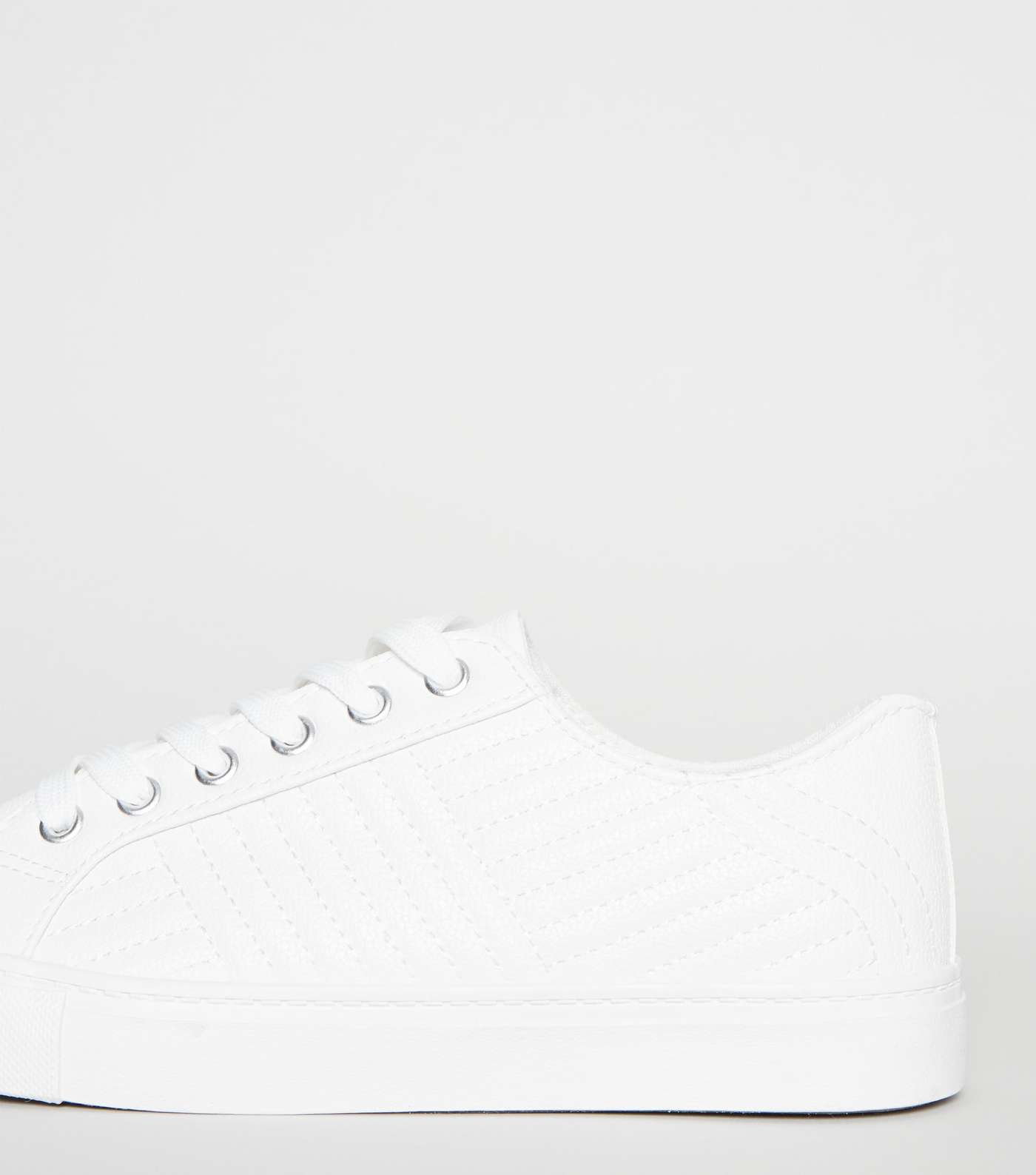 White Quilted Lace Up Trainers Image 4