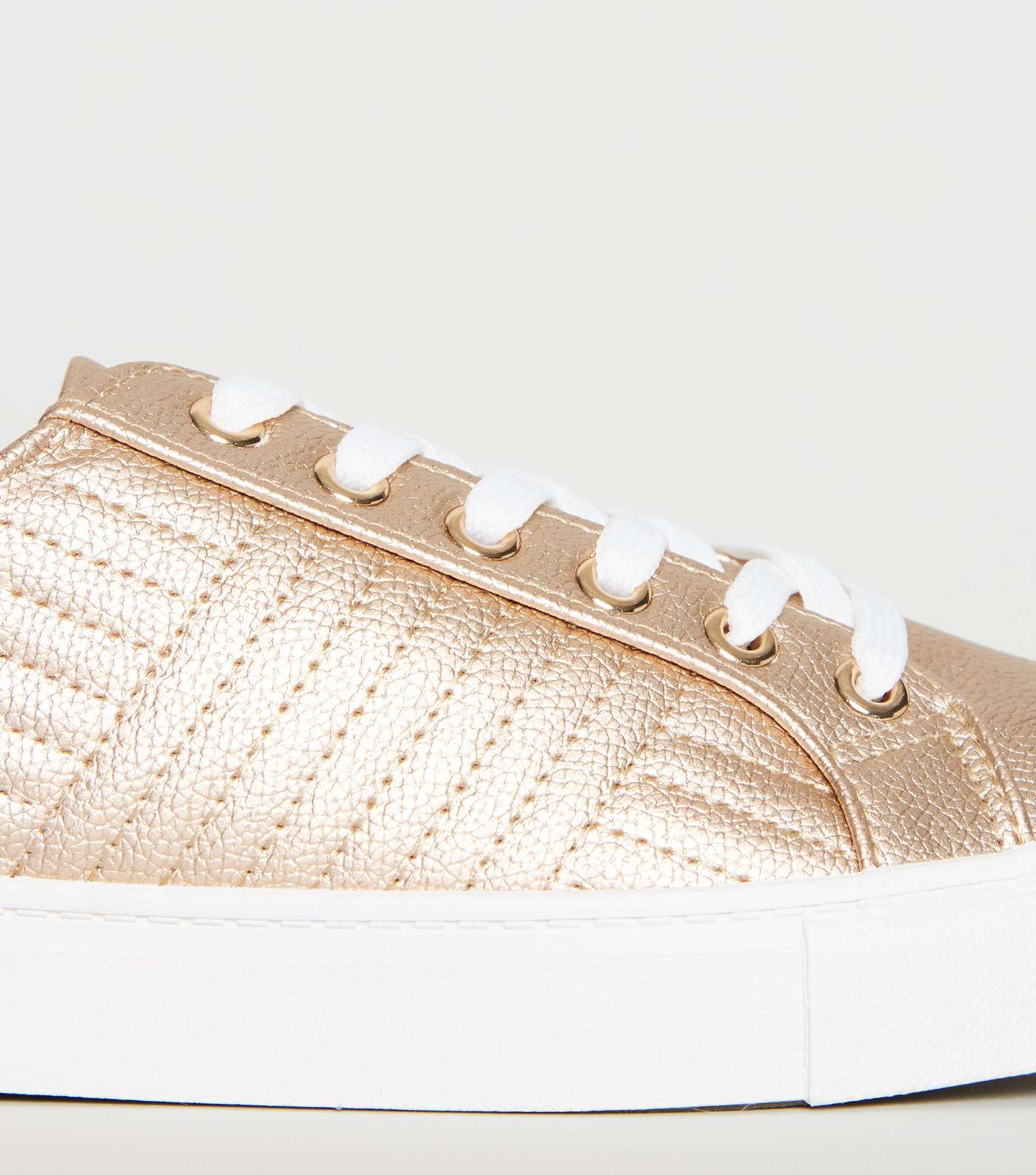 Rose Gold Quilted Lace Up Trainers Image 4