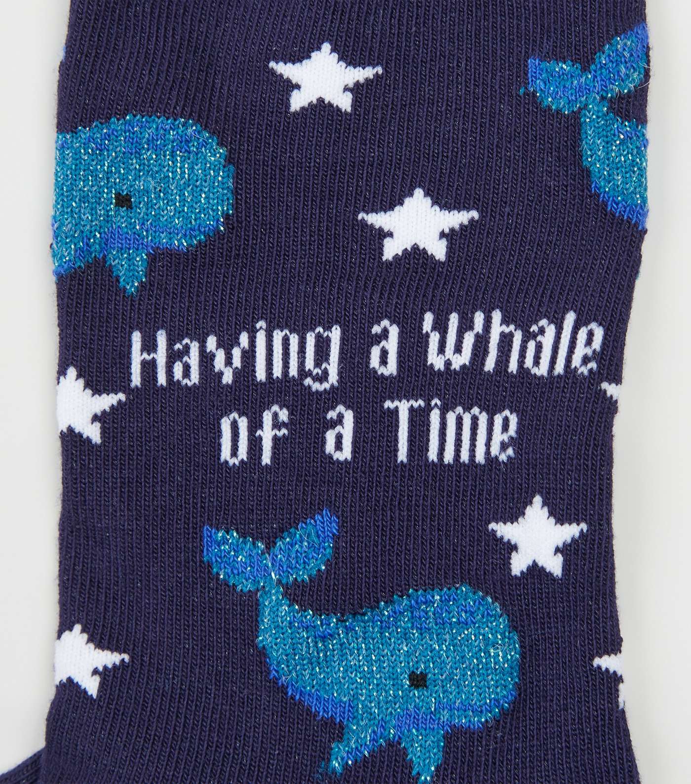 Navy Whale Of A Time Slogan Socks Image 3