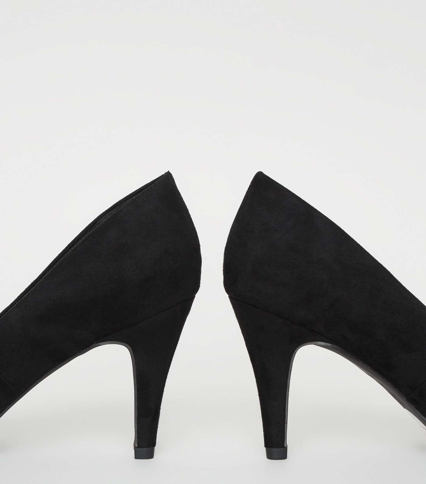 Wide Fit Black Suedette Stiletto Court Shoes Image 4