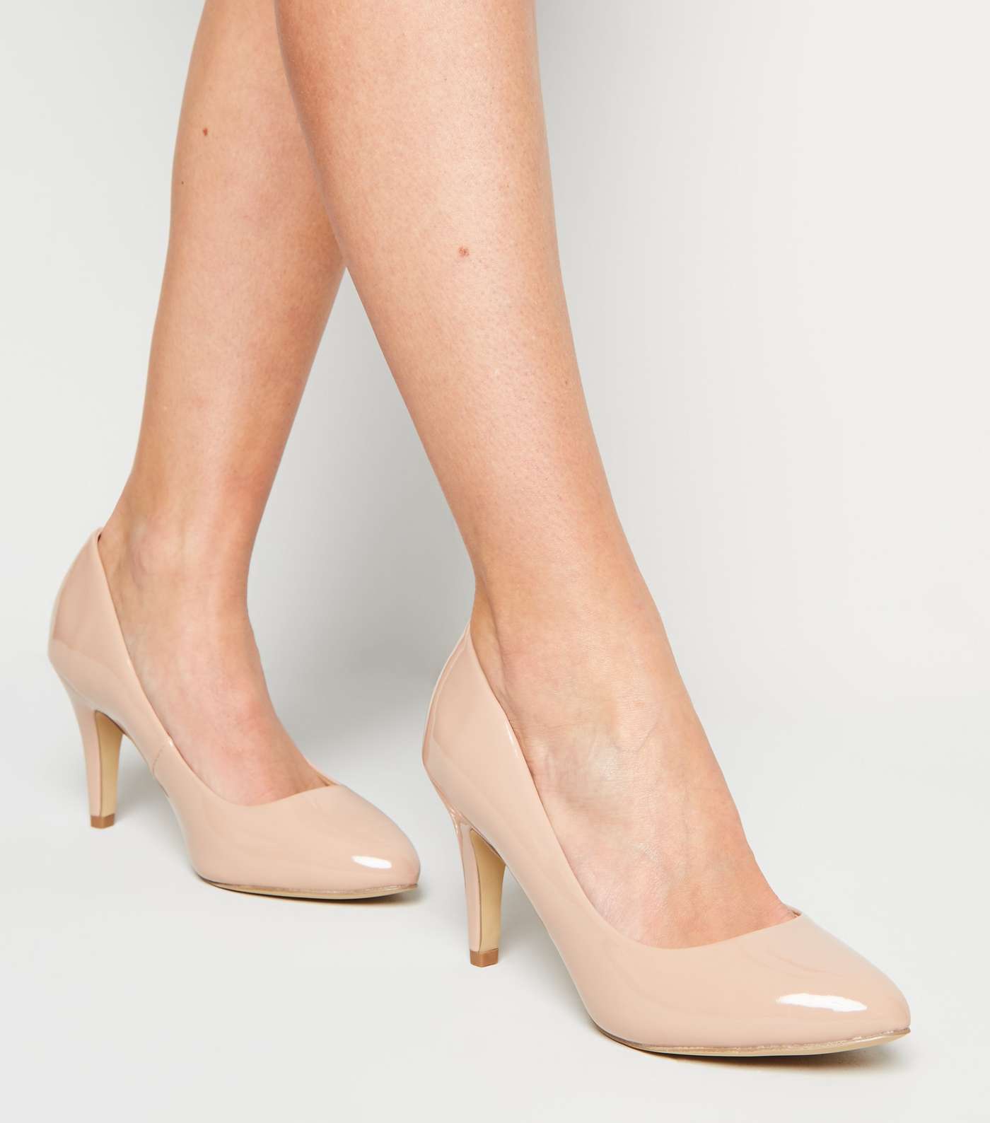 Wide Fit Pale Pink Patent Stiletto Court Shoes Image 2