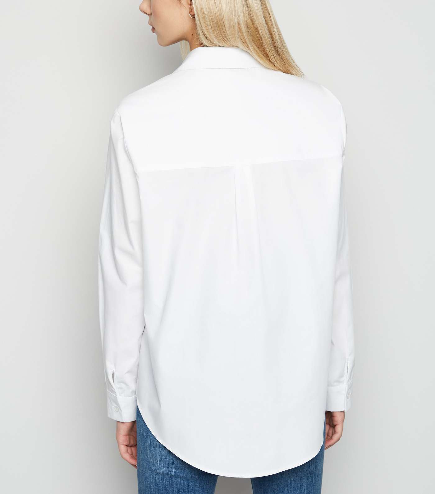 White Poplin Collared Overhead Shirt Image 3