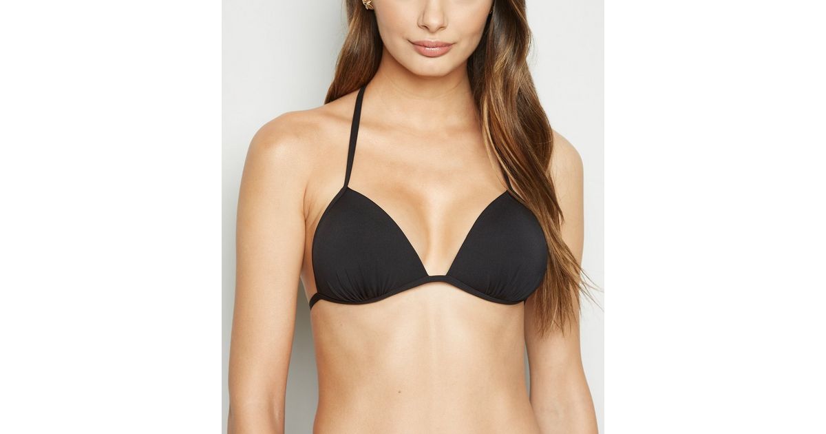 New Look triangle bikini top in black