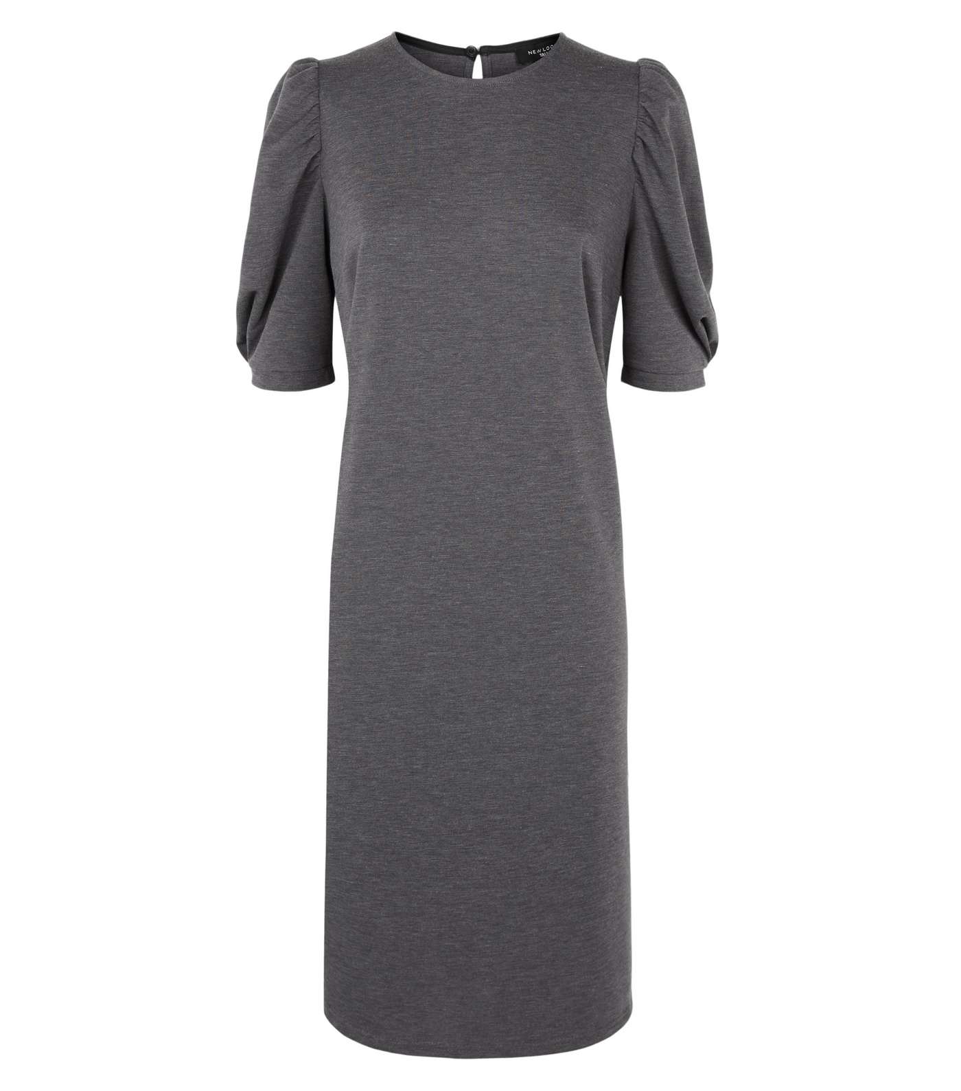 Tall Dark Grey Puff Sleeve Tunic Dress Image 4