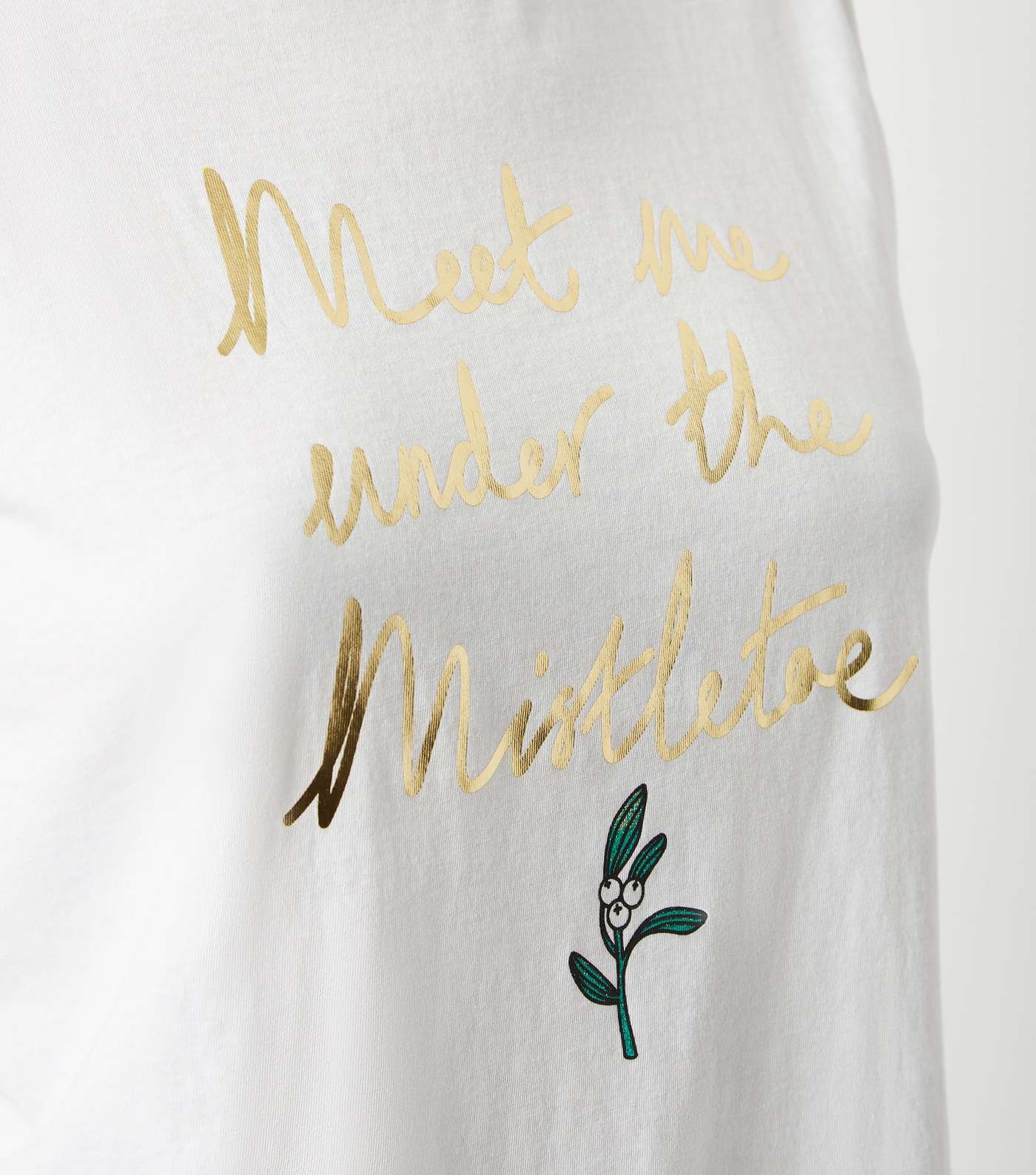 Tall White Metallic Mistletoe Slogan Christmas T-Shirt Image 5