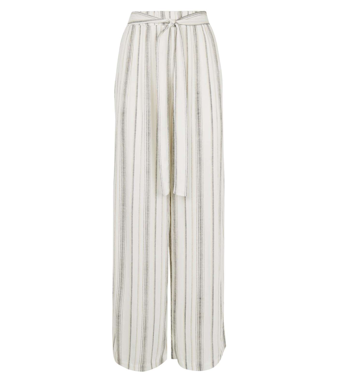 White Stripe Belted Beach Trousers Image 4