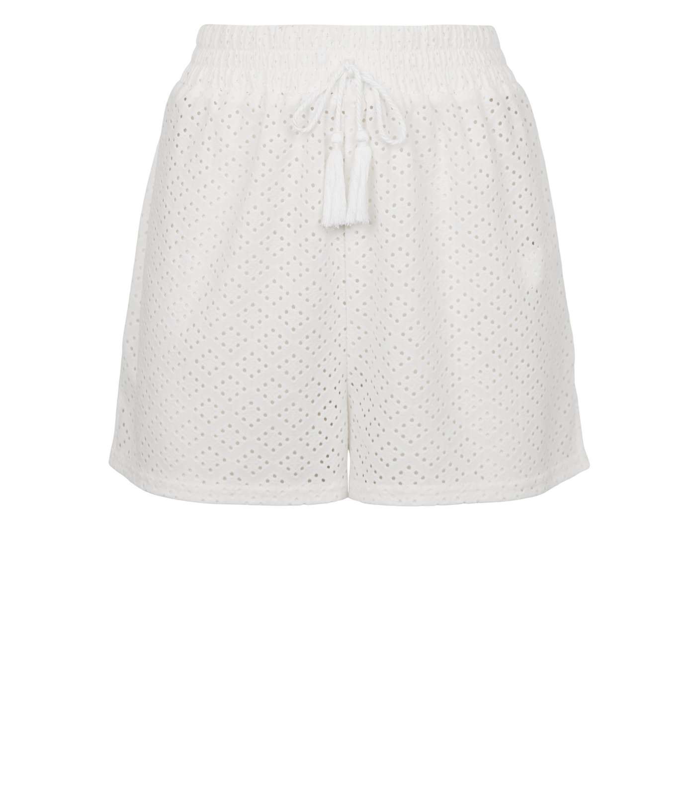 Off White Broderie Beach Shorts Image 4