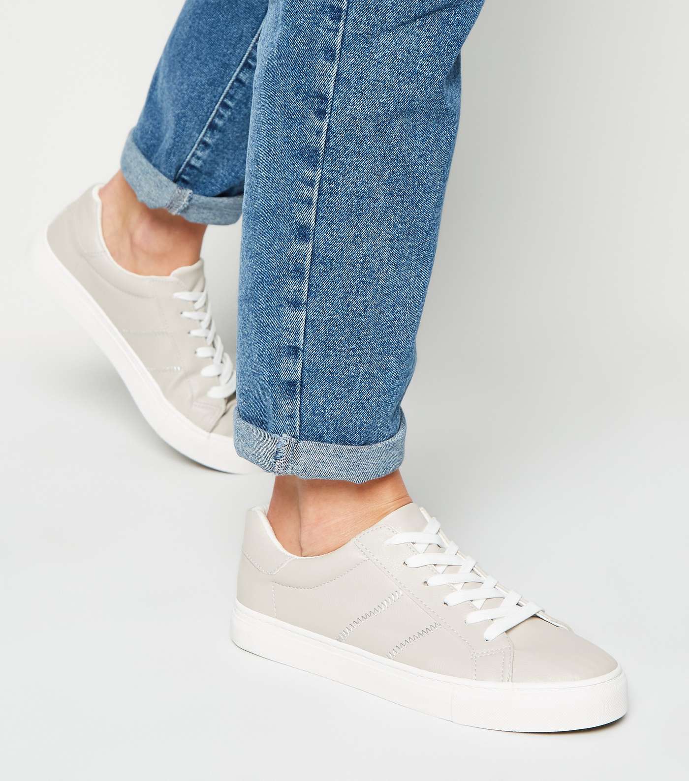 Grey Stitch Side Lace-Up Trainers Image 2