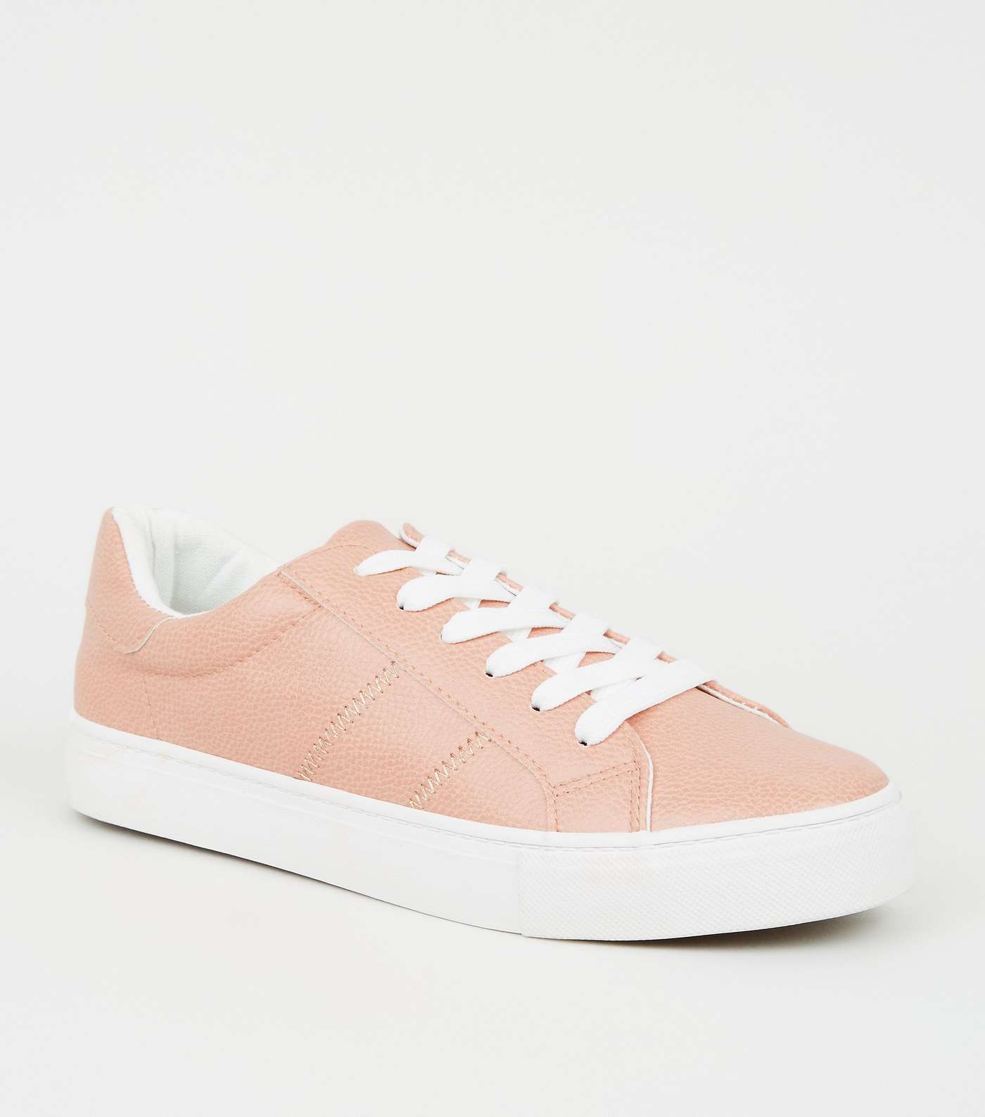 Pale Pink Stitch Side Lace-Up Trainers