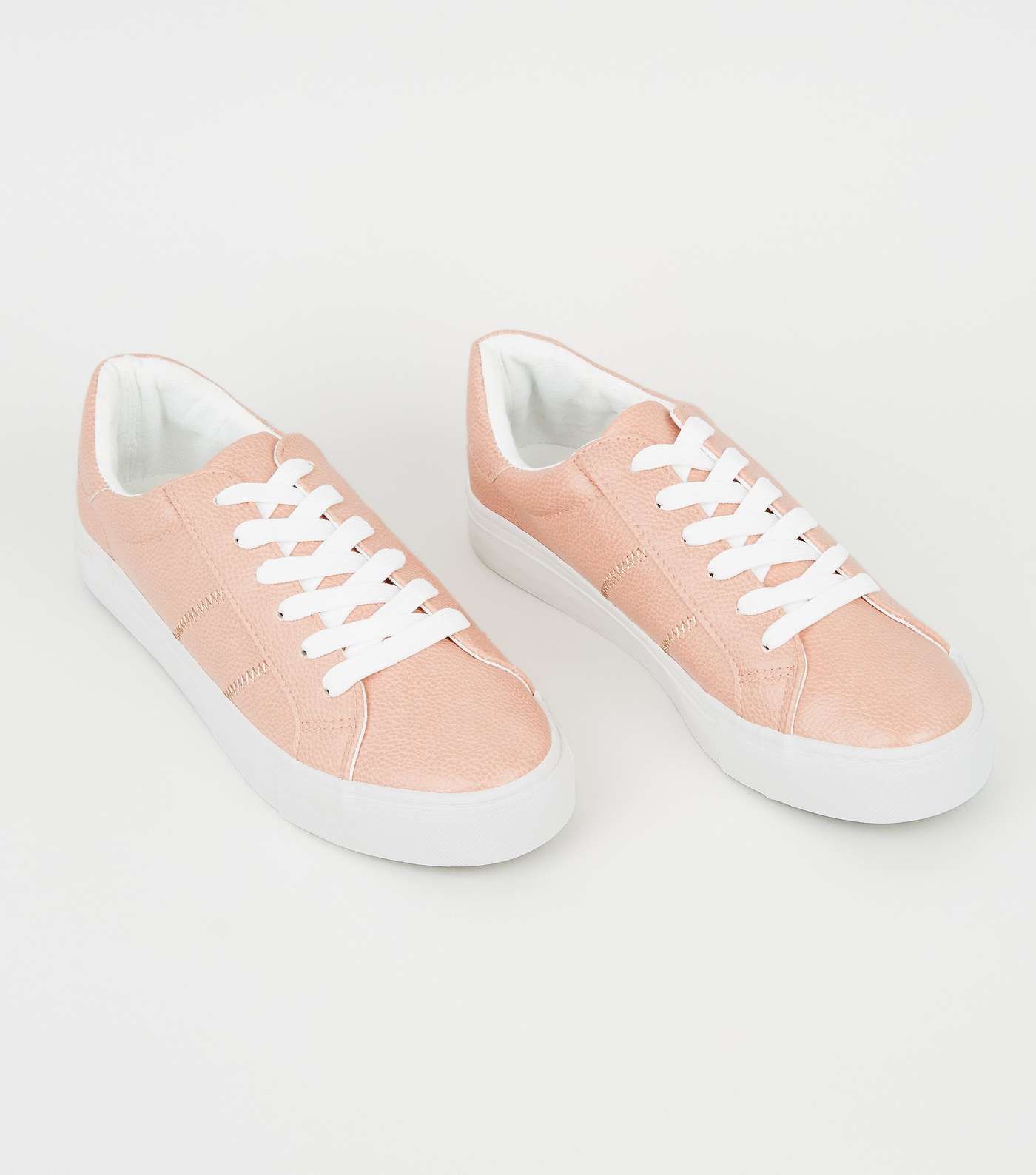 Pale Pink Stitch Side Lace-Up Trainers Image 3