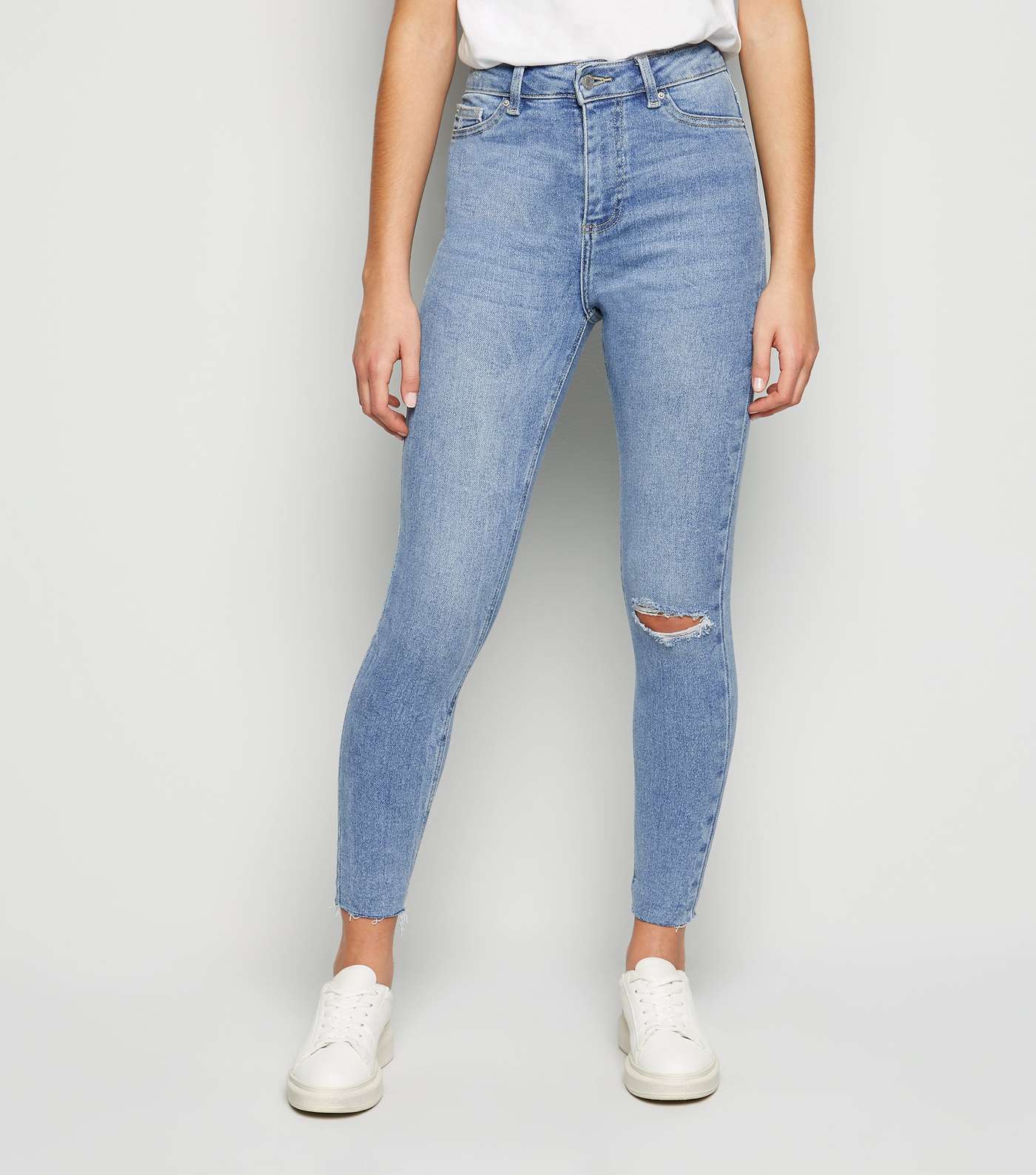 Blue Ripped Knee Hallie Super Skinny Jeans Image 2