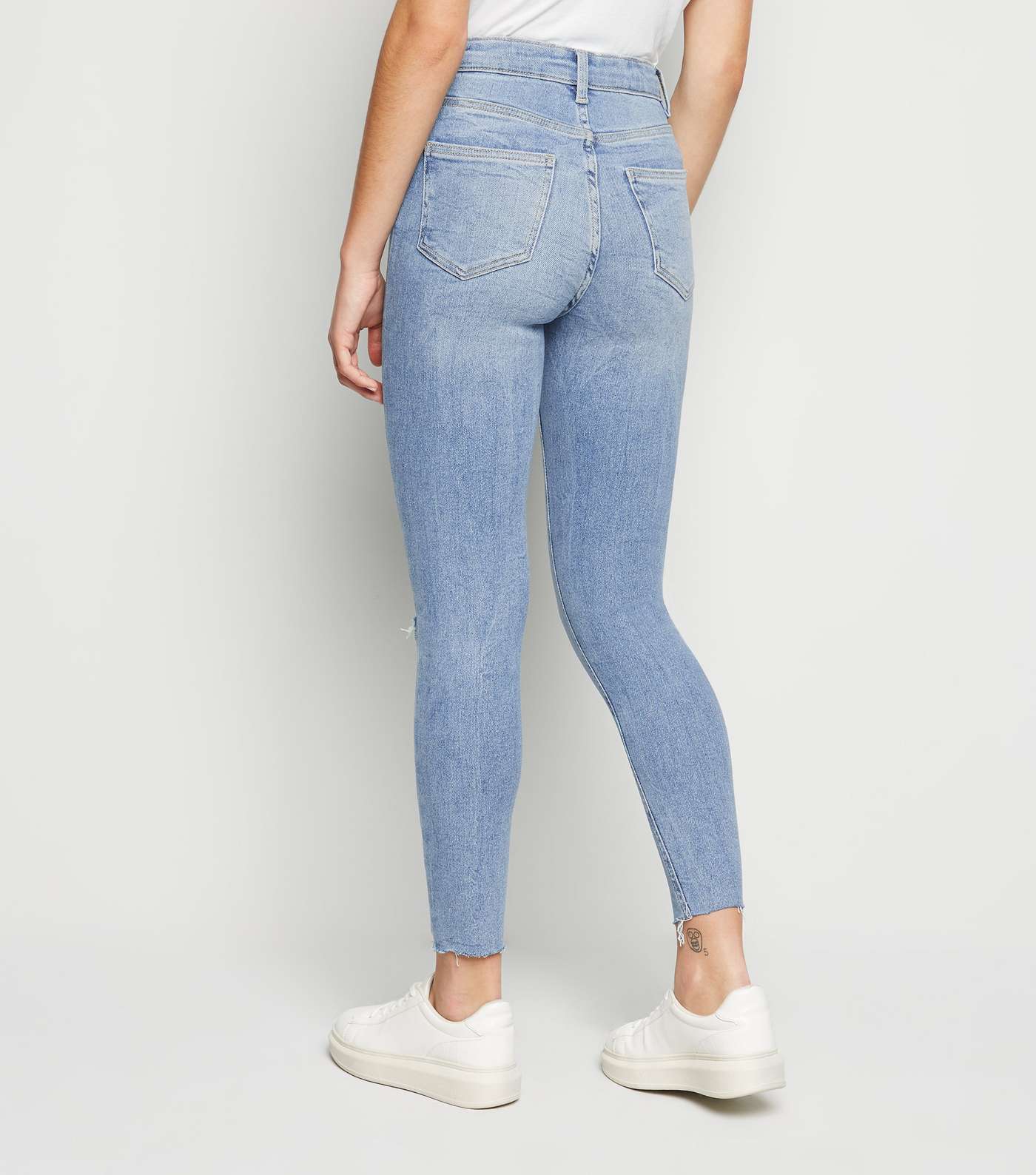 Blue Ripped Knee Hallie Super Skinny Jeans Image 3