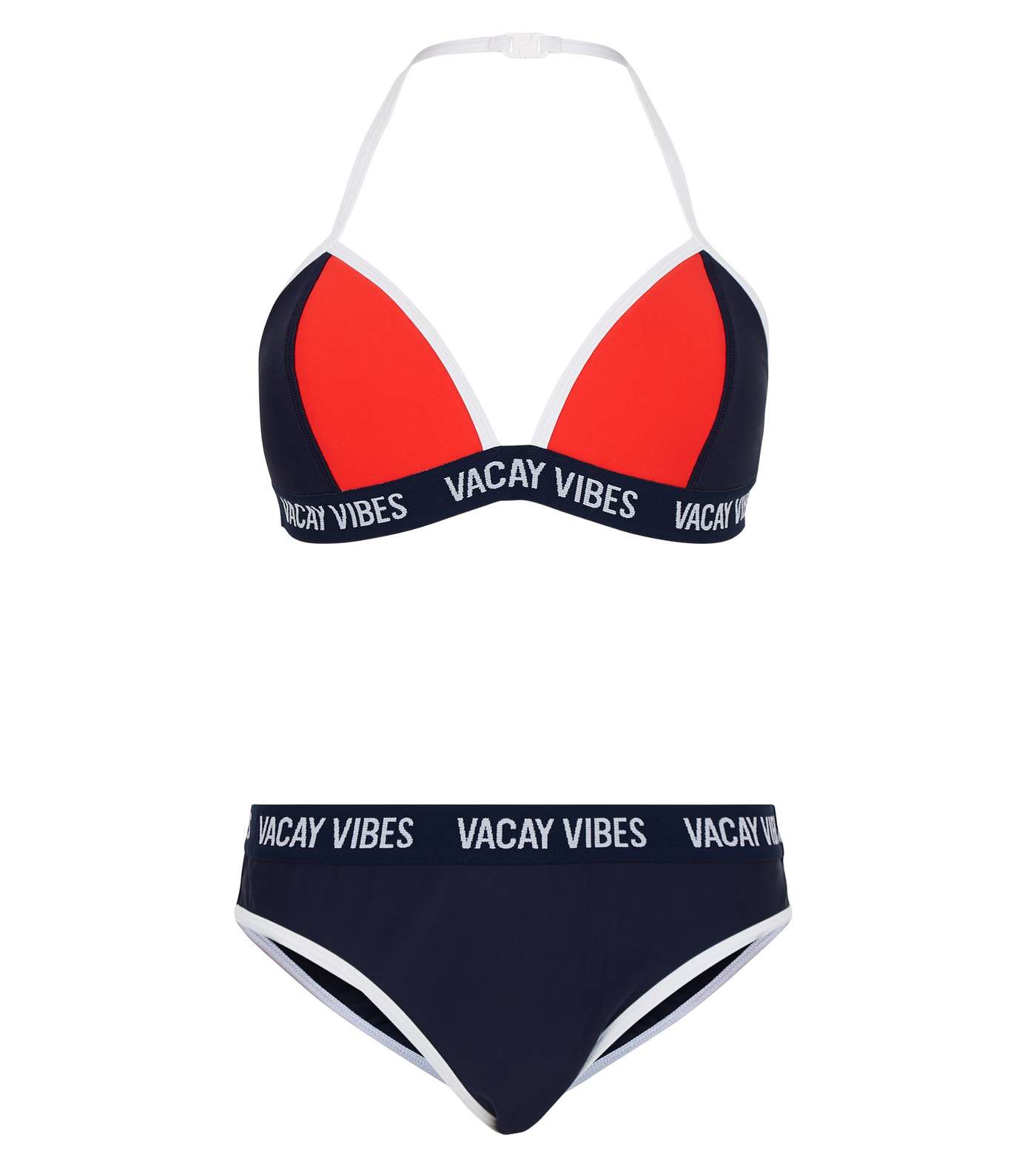 Girls Navy Colour Block Vacay Bikini Set