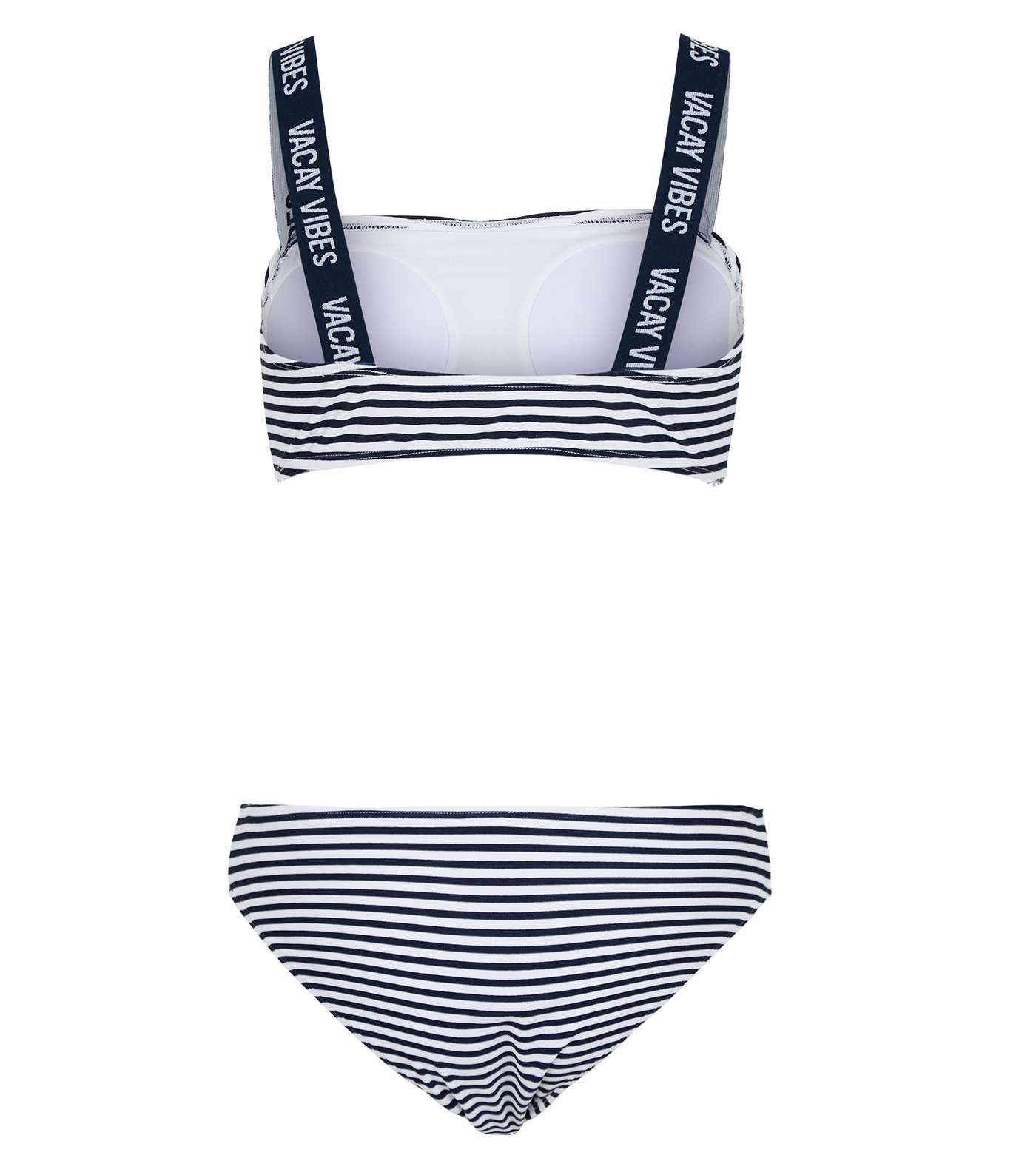 Girls Navy Stripe Vacay Vibes Strap Bikini Set Image 2