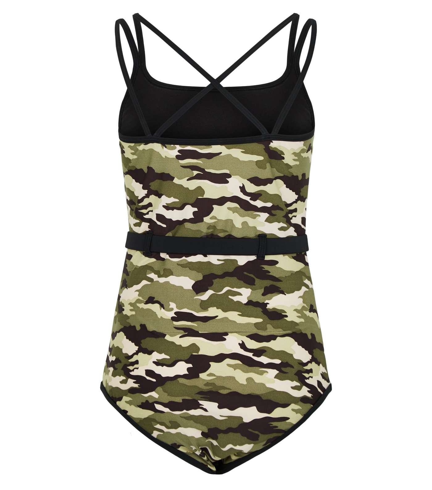 Girls Green Camo Belted Swimsuit Image 2
