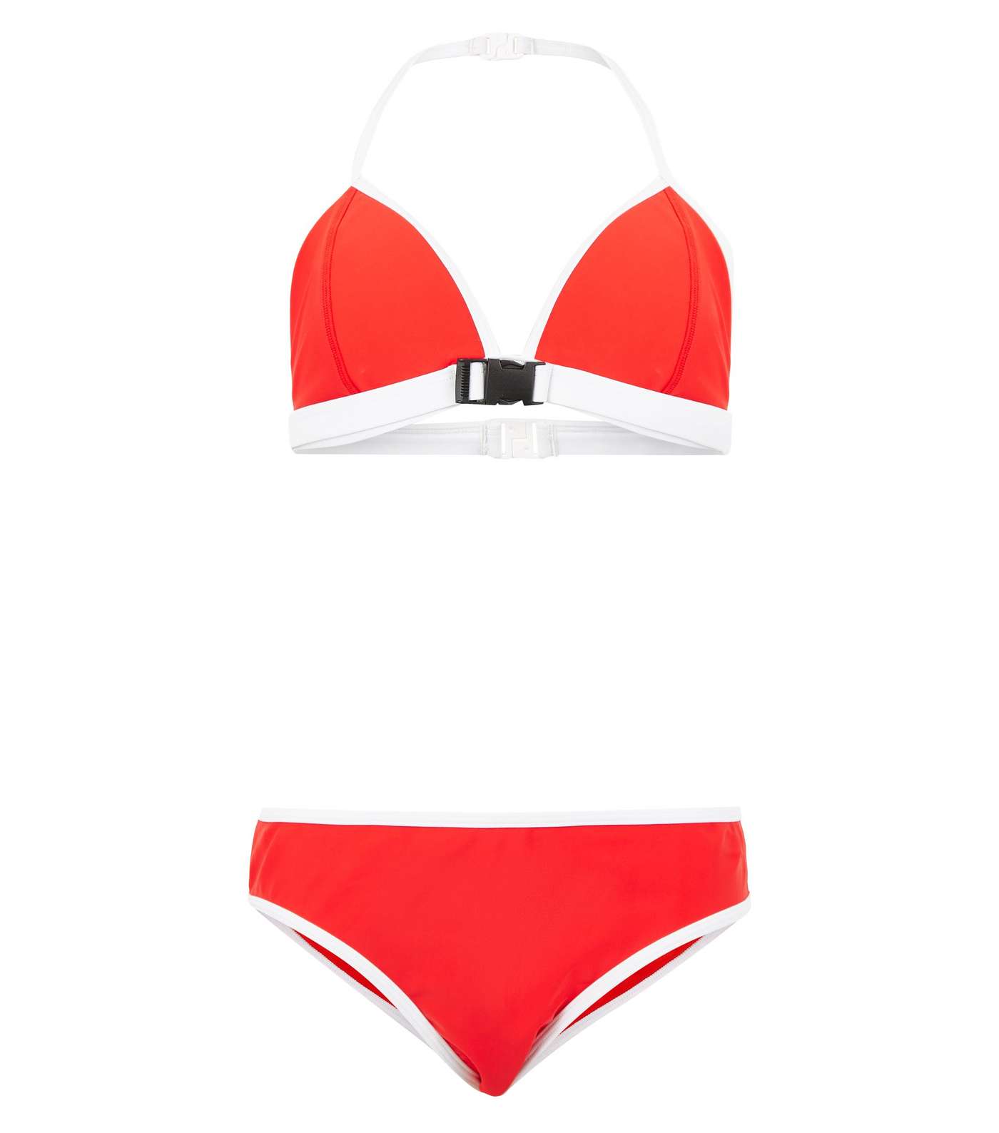 Girls Red Scuba Clip Buckle Bikini Set