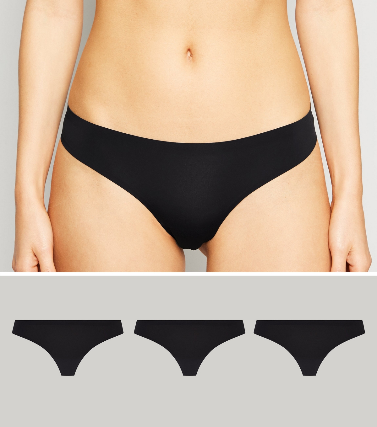 Women's 3 Pack Black Seamless Thongs New Look