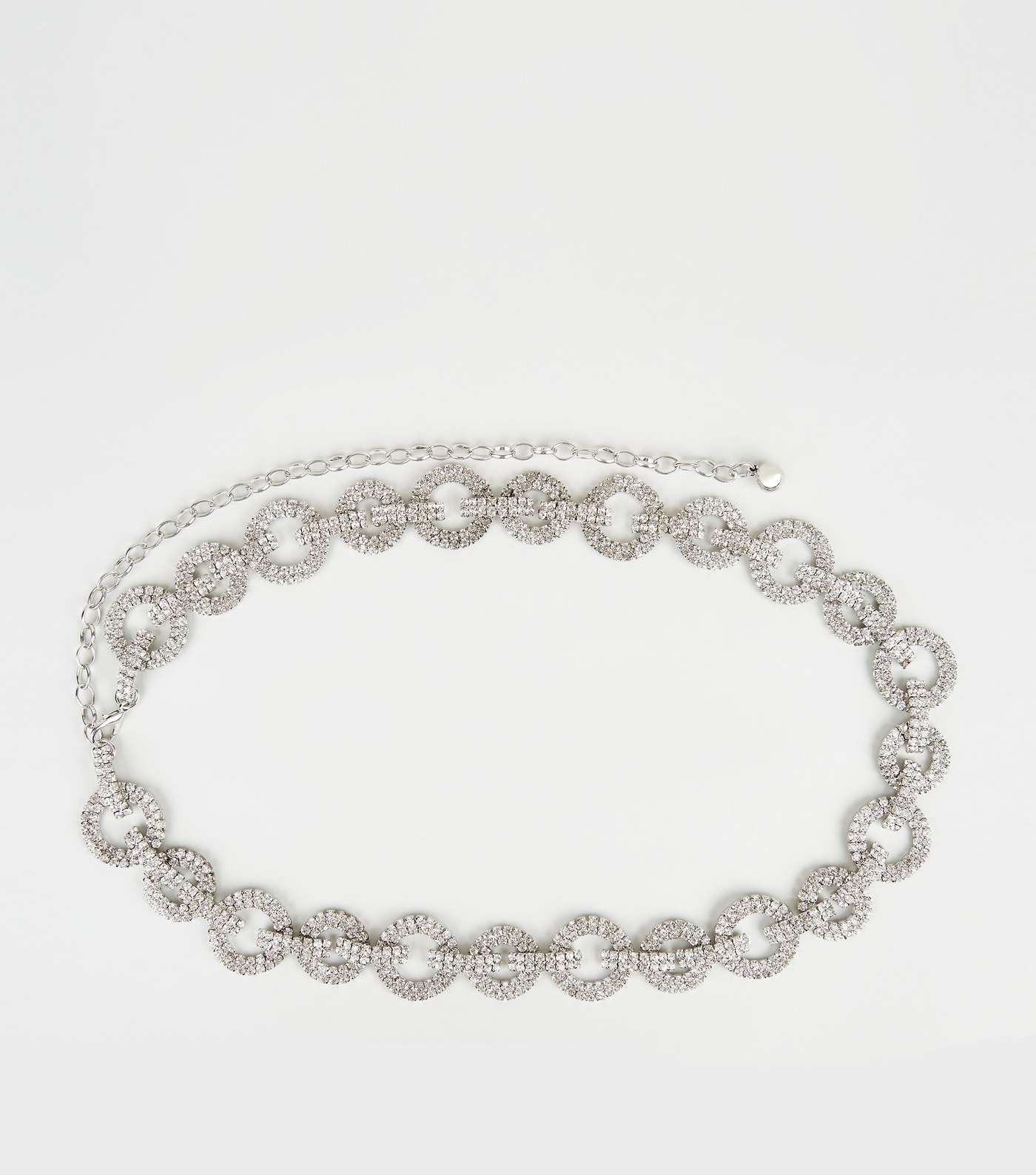 Silver Diamanté Circle Link Chain Belt