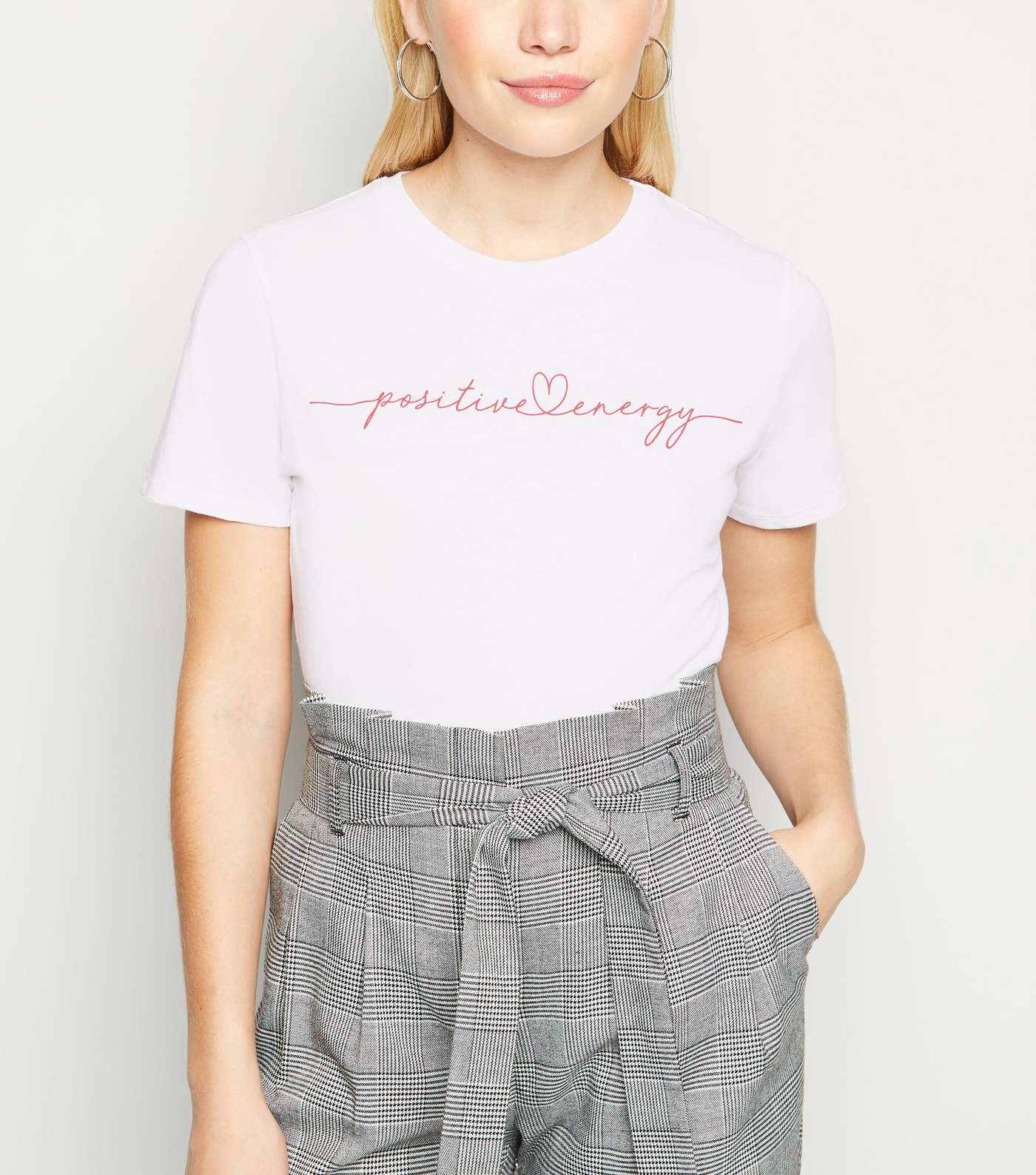 Petite White Positive Energy Slogan T-Shirt
