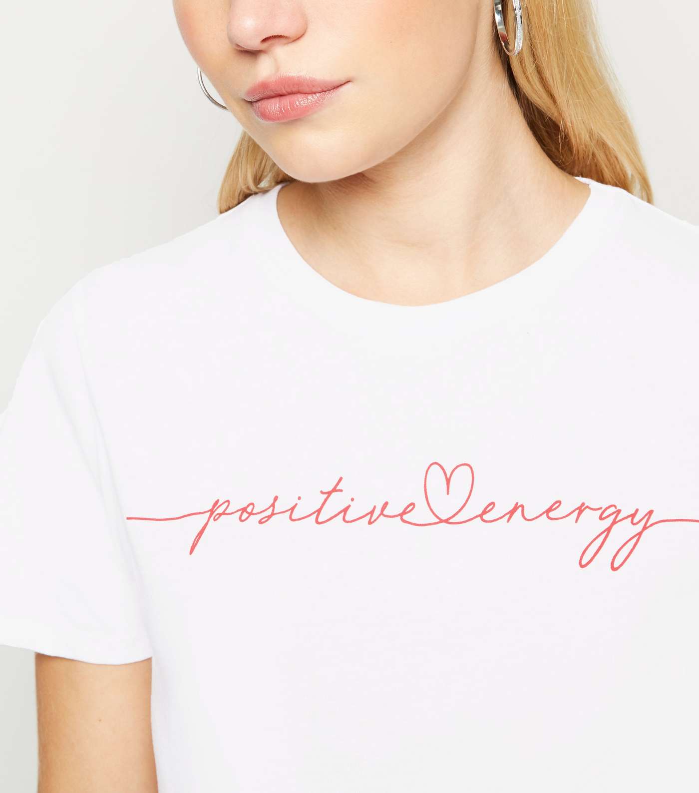 Petite White Positive Energy Slogan T-Shirt Image 5