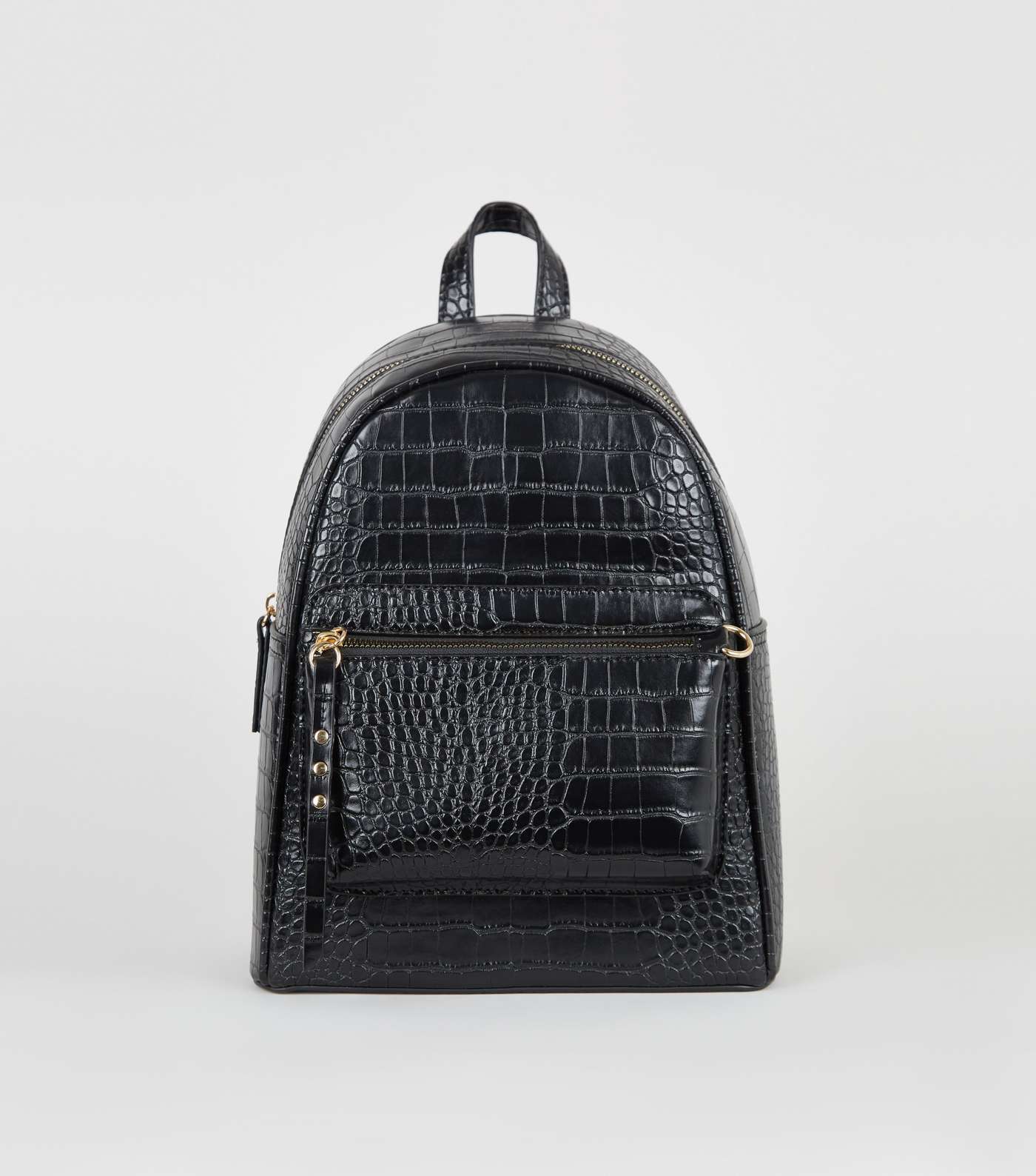 Black Faux Croc Backpack