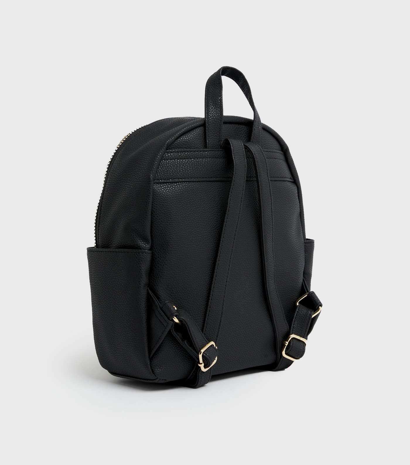 Black Leather-Look Zip Front Mini Backpack Image 3