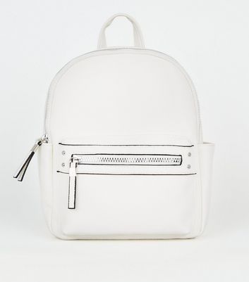 White Leather-Look Mini Backpack | New Look