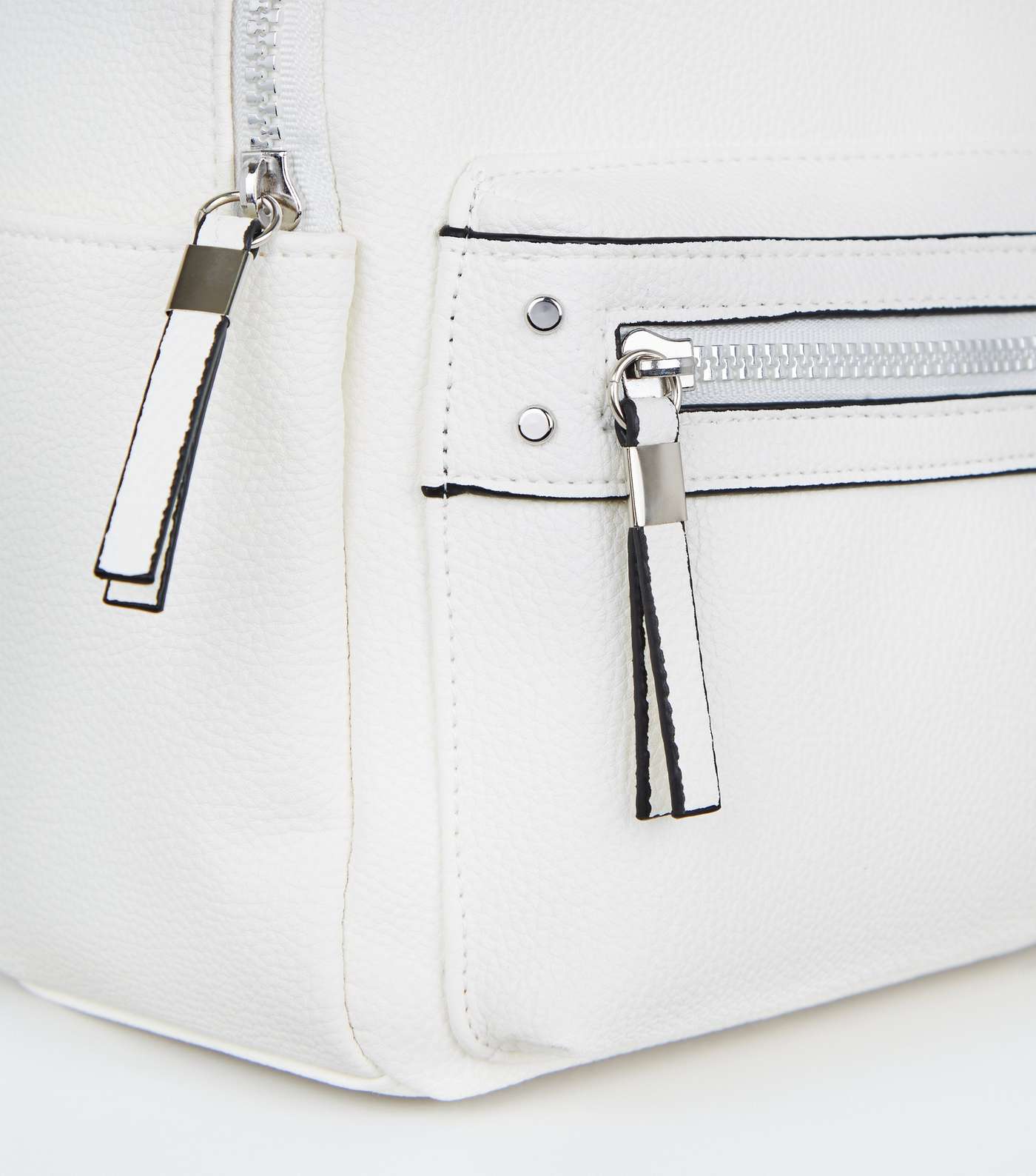 White Leather-Look Mini Backpack Image 4