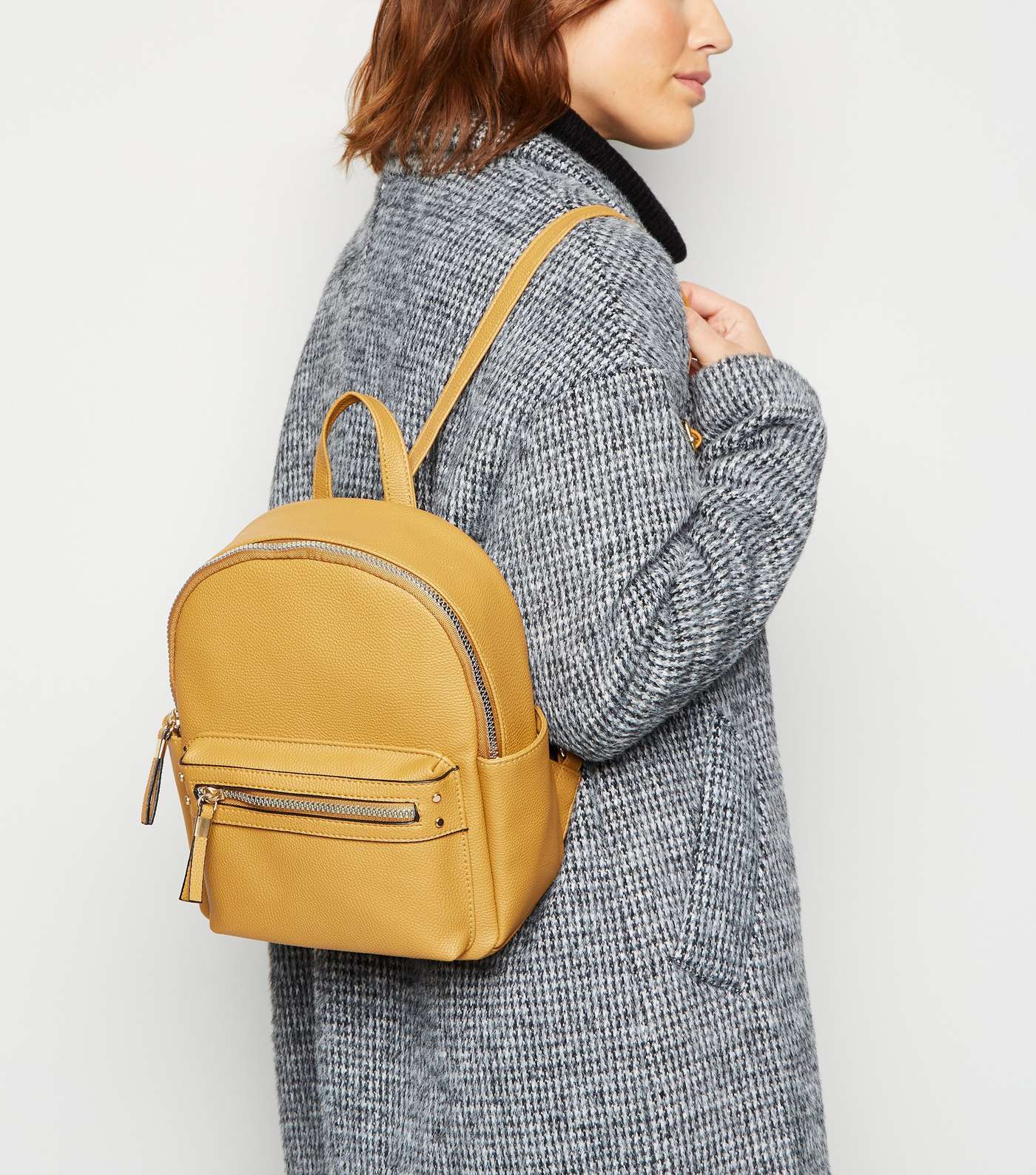 Mustard Leather-Look Mini Backpack Image 2