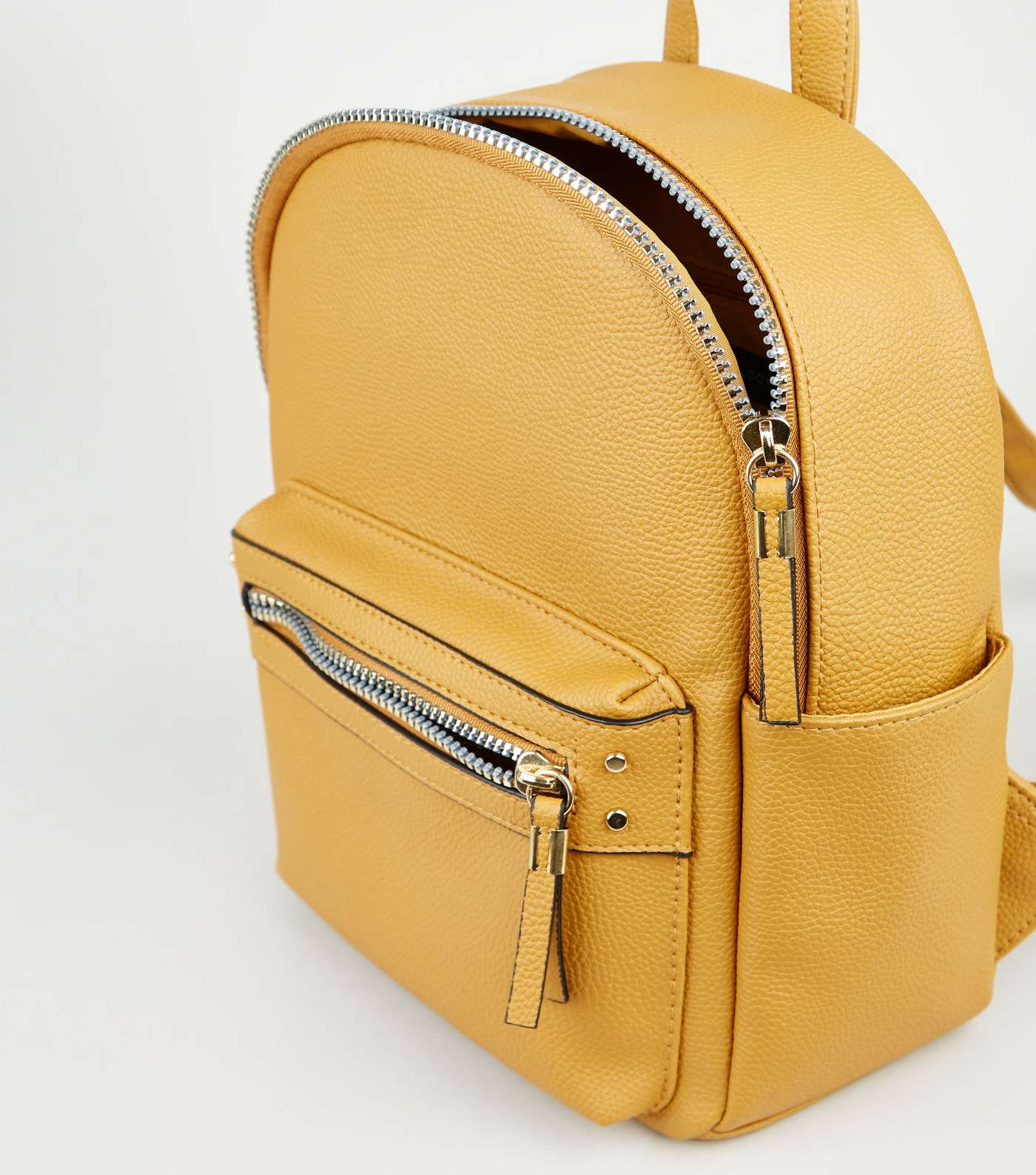 Mustard Leather-Look Mini Backpack Image 4