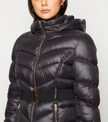 Cameo Rose Black Faux Fur Trim Belted 